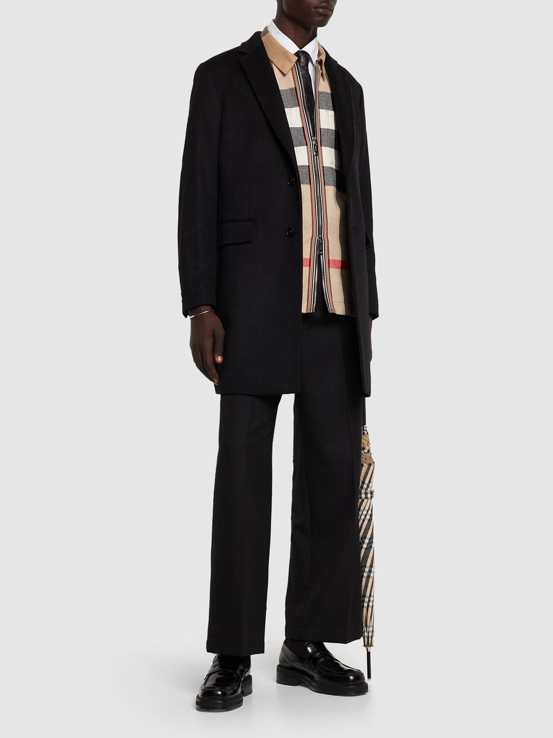 Shop Burberry Callen Mid Length Wool Blend Coat In Black