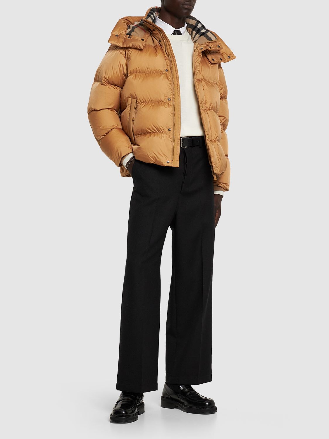 Shop Burberry Leeds Relaxed Fit Down Jacket In Warm Honey