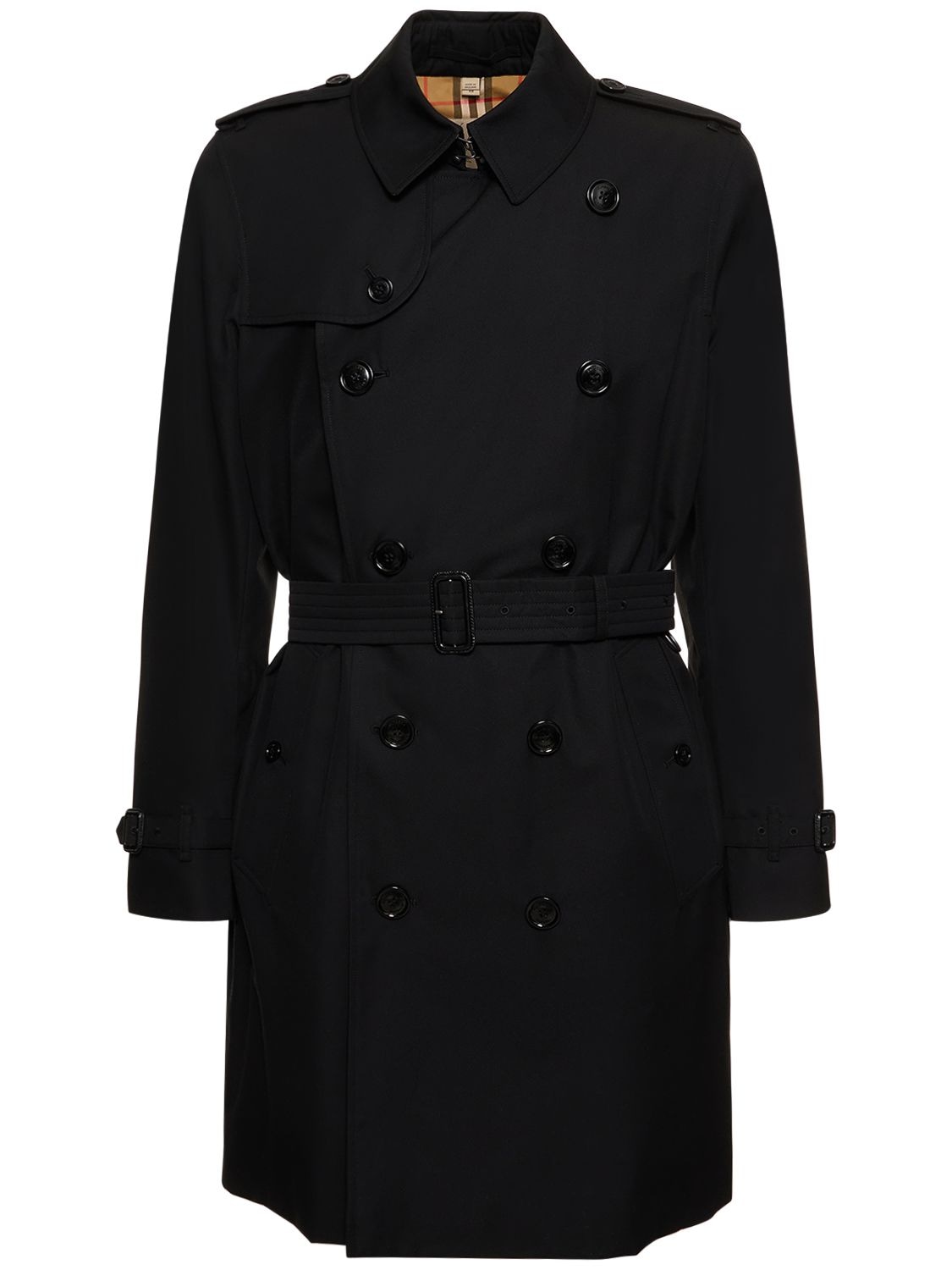 Shop Burberry Kensington Cotton Trench Coat In Black