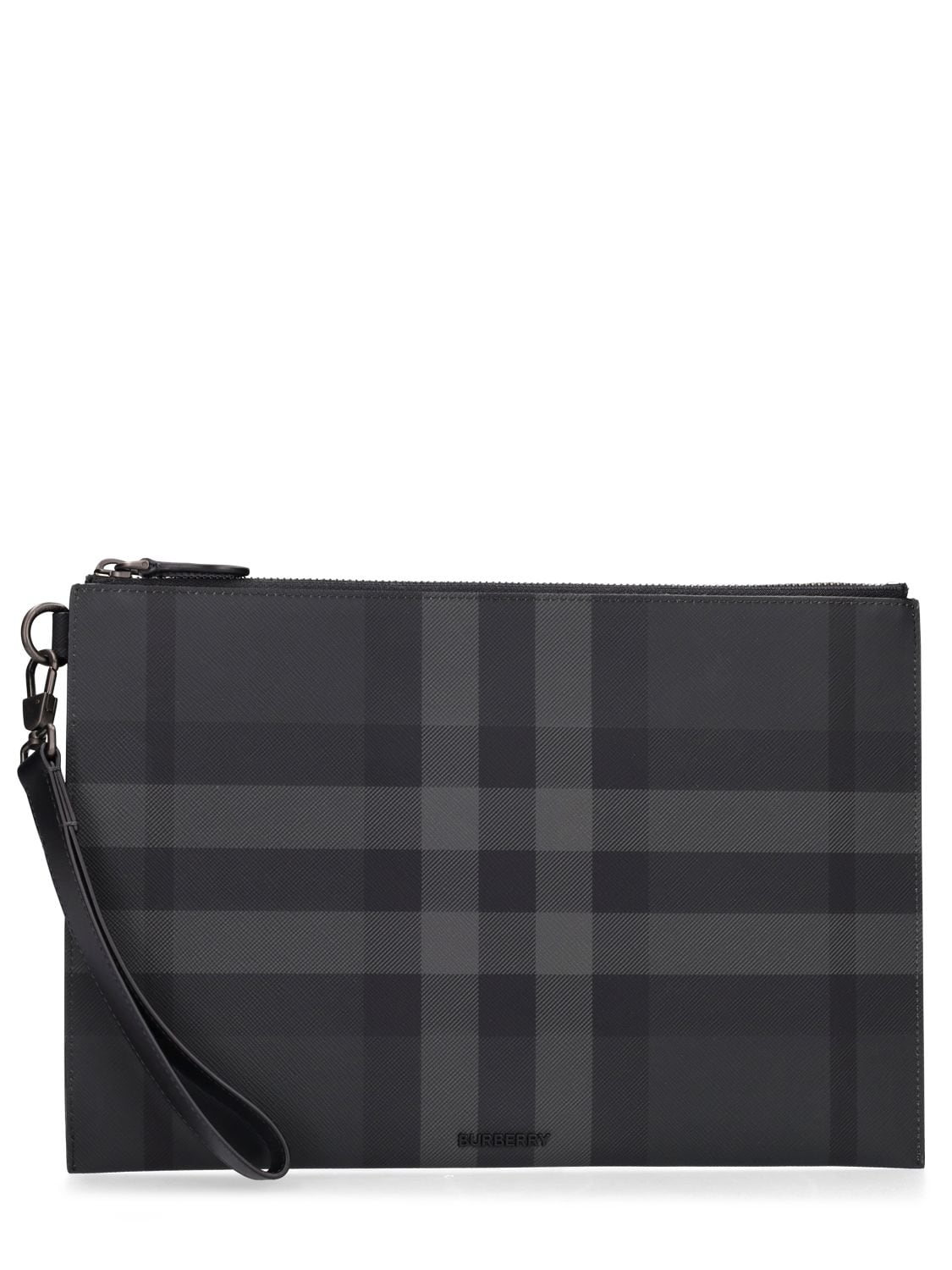 Burberry Edin Check Pouch In Charcoal