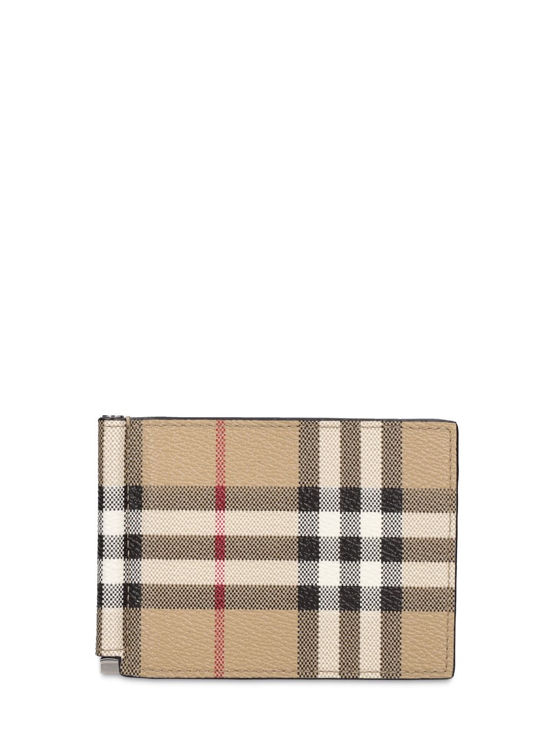 Burberry Check Money Clip Wallet In Archive Beige