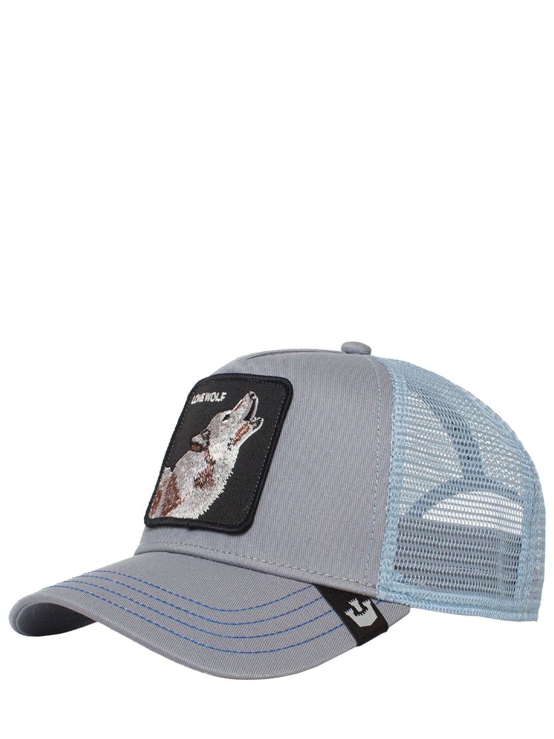 Shop Goorin Bros The Lone Wolf Trucker Hat W/patch In Grey,multi