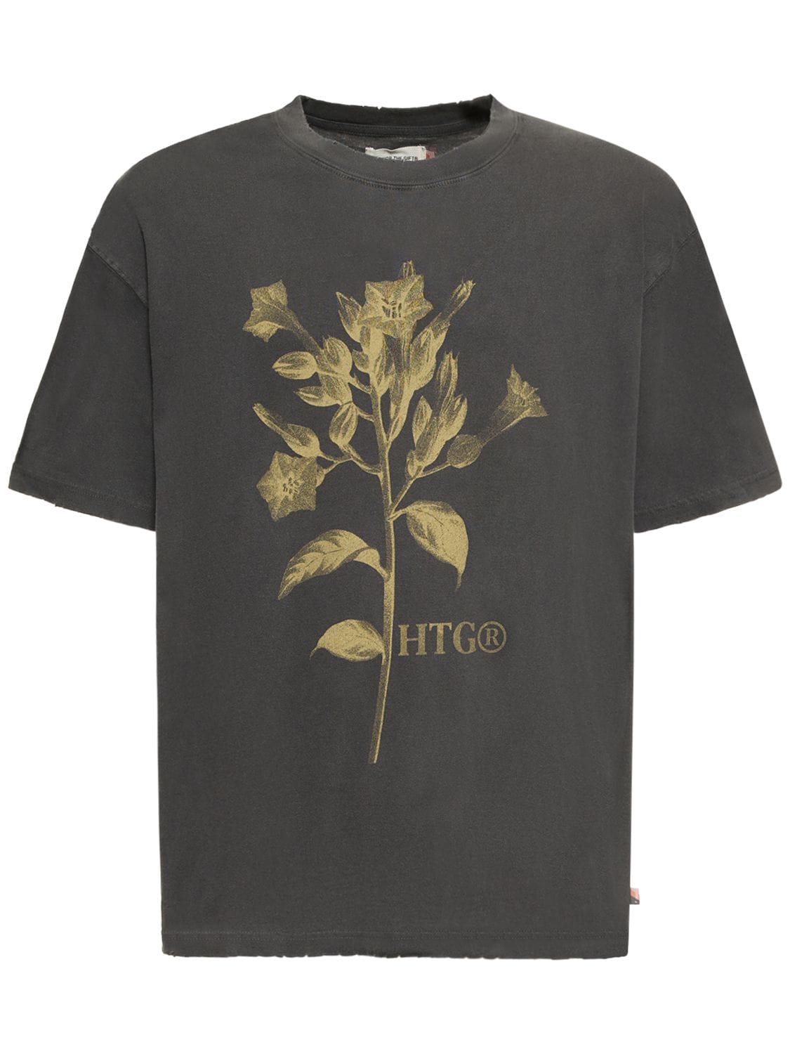 Honor The Gift Tabacco Flower Printed Cotton T-shirt In Black