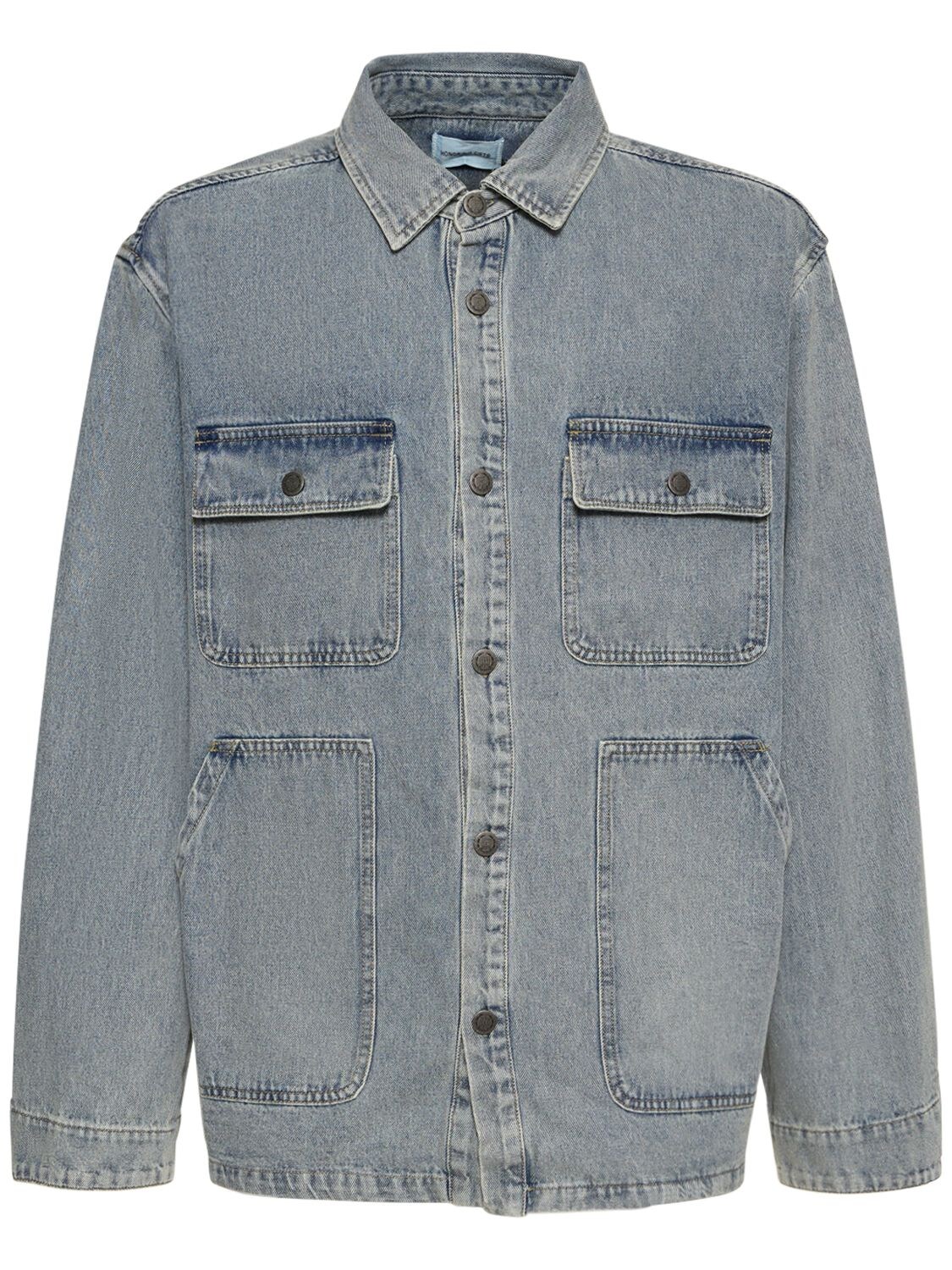 Embroidered Cotton Denim Chore Jacket – MEN > CLOTHING > DENIM