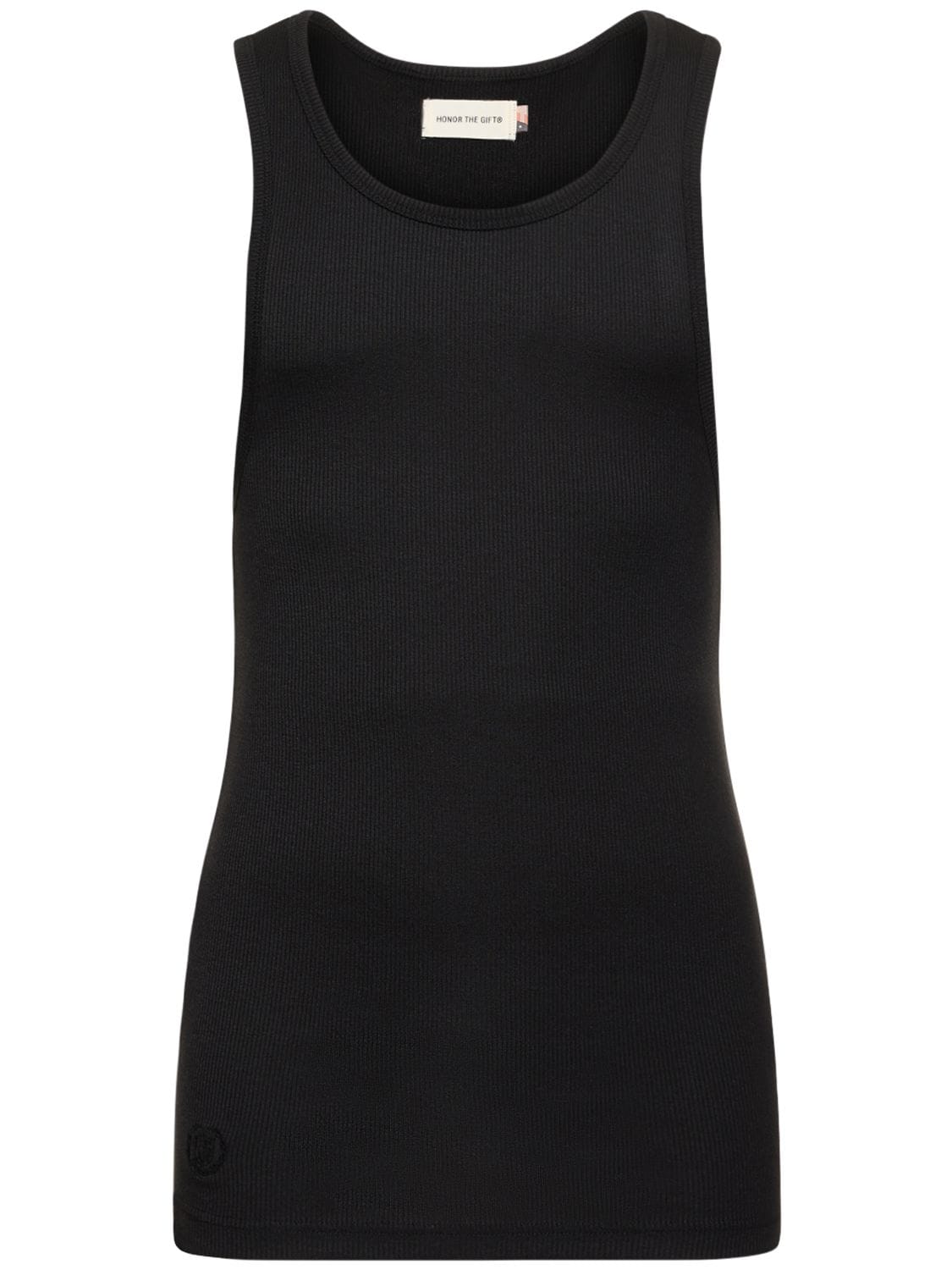Honor The Gift Monochrome Ribbed Cotton Tank Top In Black