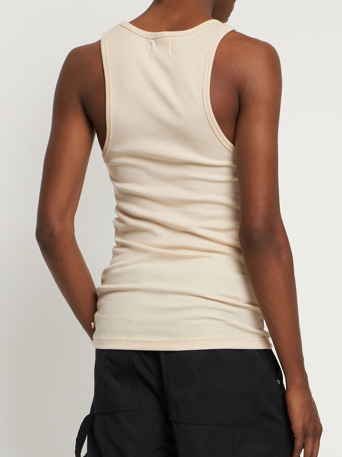 Shop Honor The Gift Monochrome Ribbed Cotton Tank Top In Bone