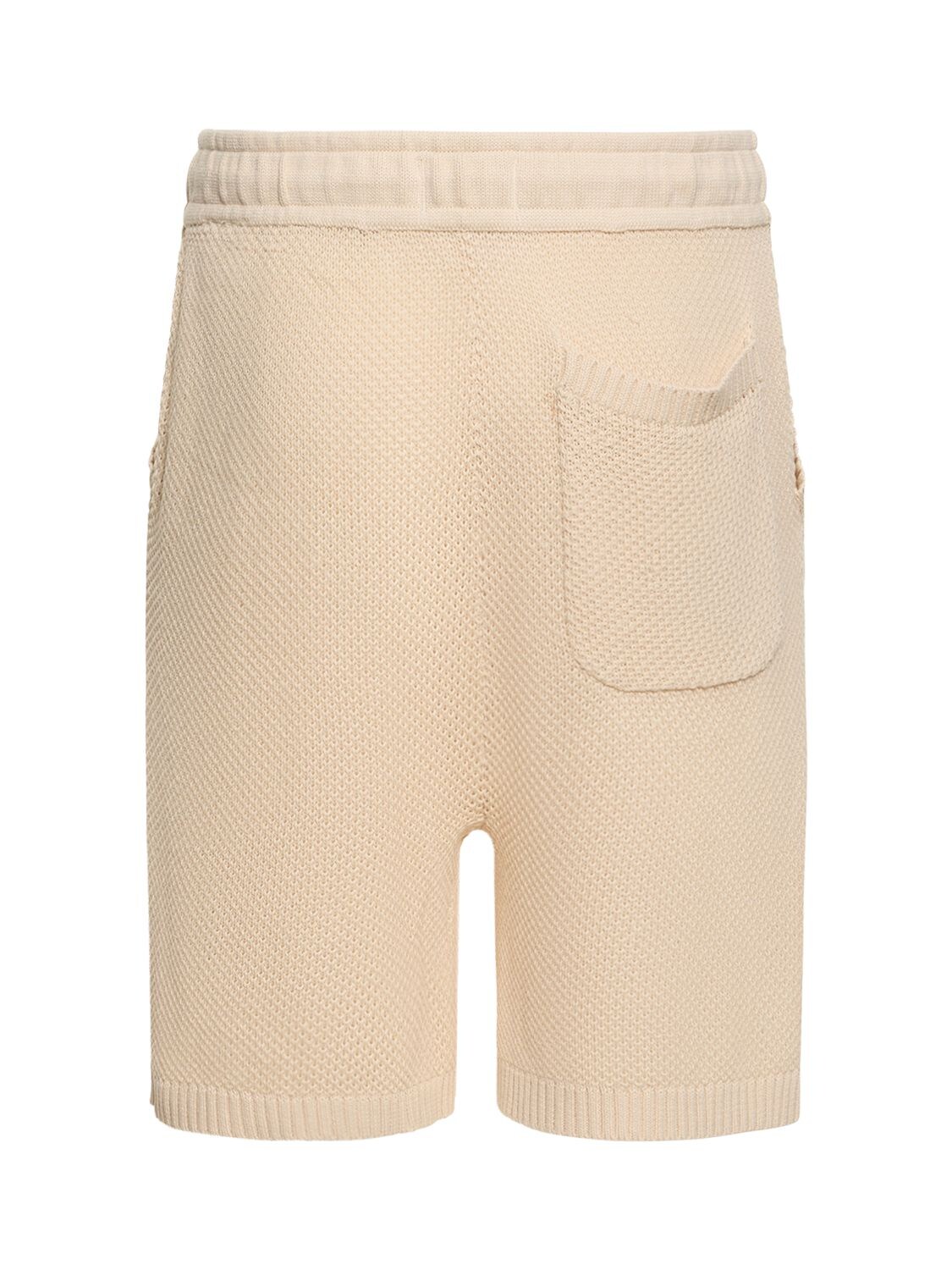 Shop Honor The Gift Logo Knit Cotton Shorts In Beige