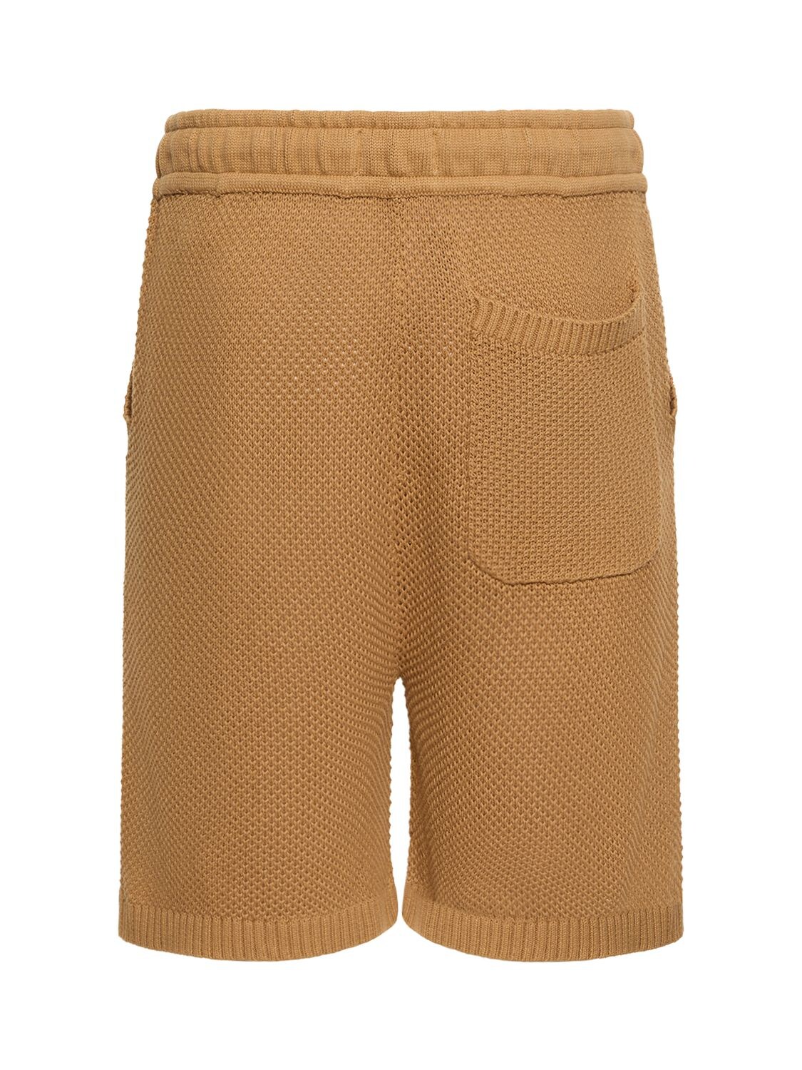 Shop Honor The Gift Logo Knit Cotton Shorts In Brown