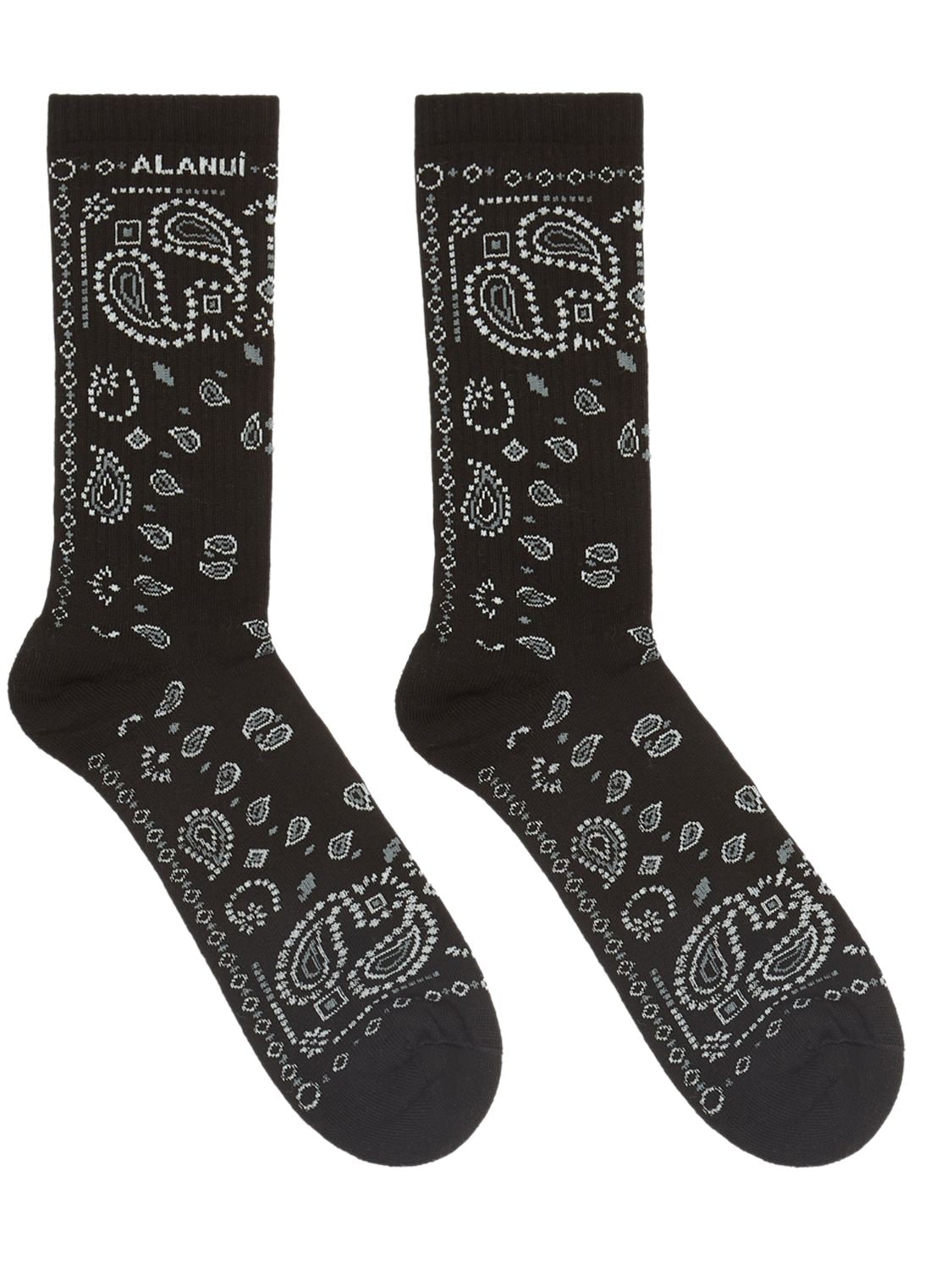 Shop Alanui Bandana Cotton Socks In Black,multi
