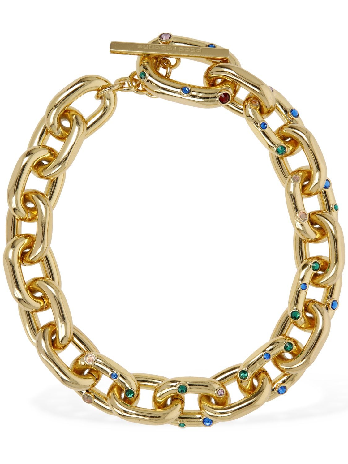 Shop Rabanne Xl Link Collar Necklace W/ Crystals In Gold,multi