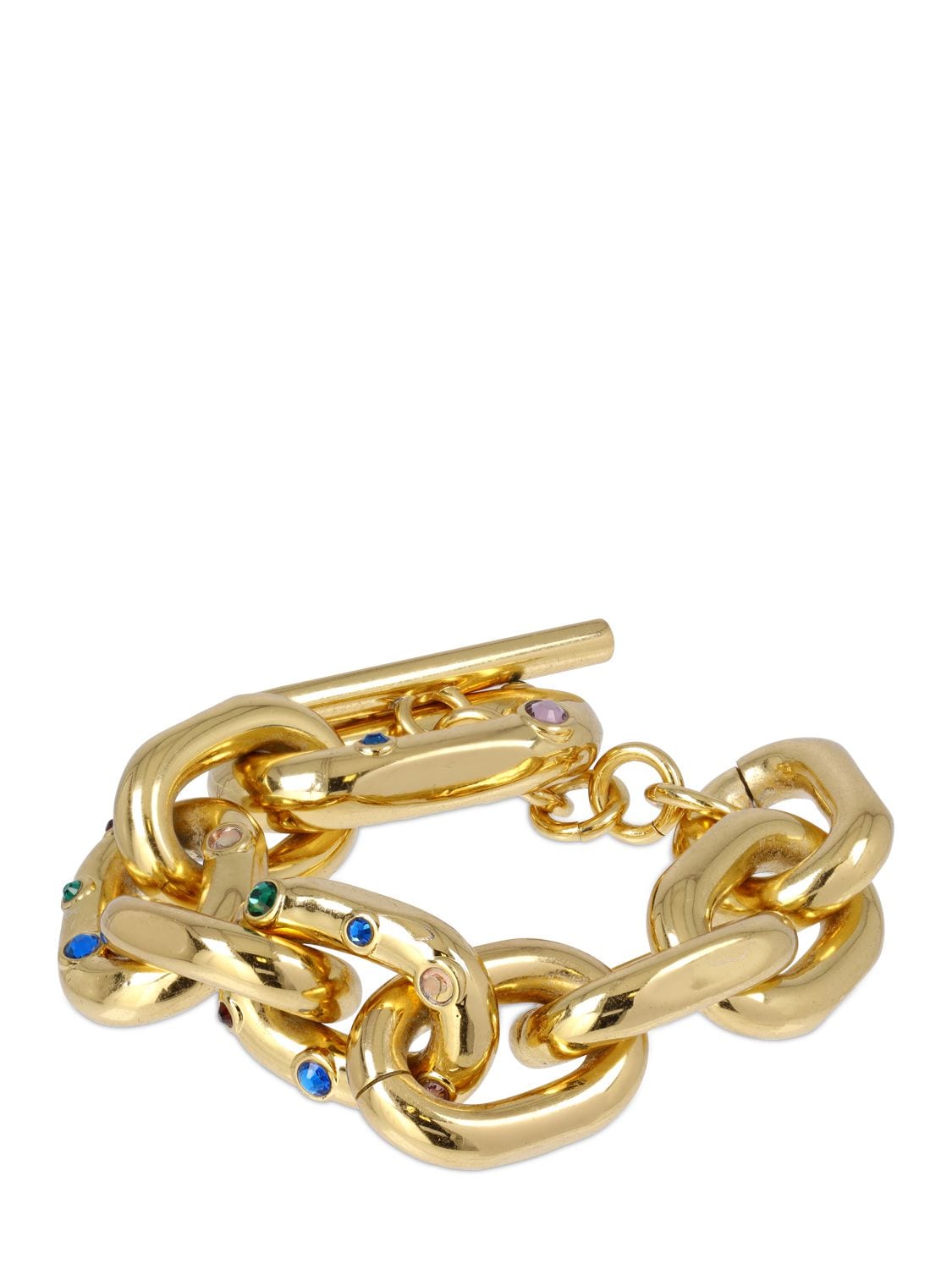 Rabanne Xl Link Bracelet W/ Crystal In Gold,multi