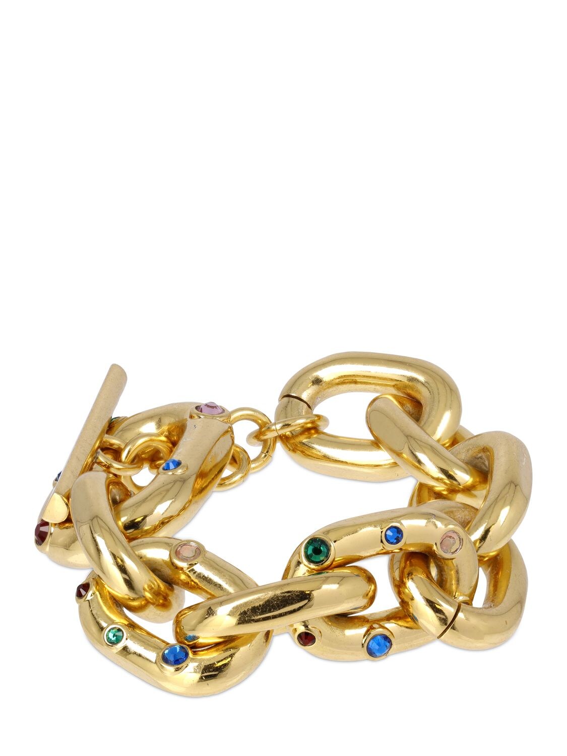 Shop Rabanne Xl Link Bracelet W/ Crystal In Gold,multi