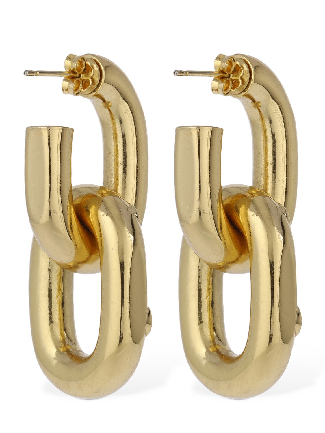 Shop Rabanne Xl Double Link Earrings W/ Crystal In Gold,multi