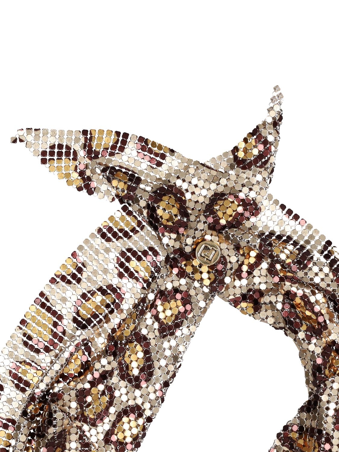 Shop Rabanne Gaetano Mini Leopard Mesh Scarf Necklace In Leopard,gold