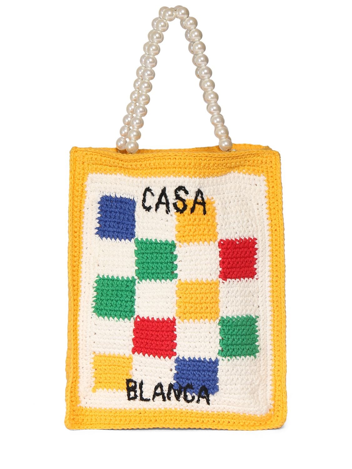 Casablanca Mini Cotton Crochet Square Tote Bag In Multicolor