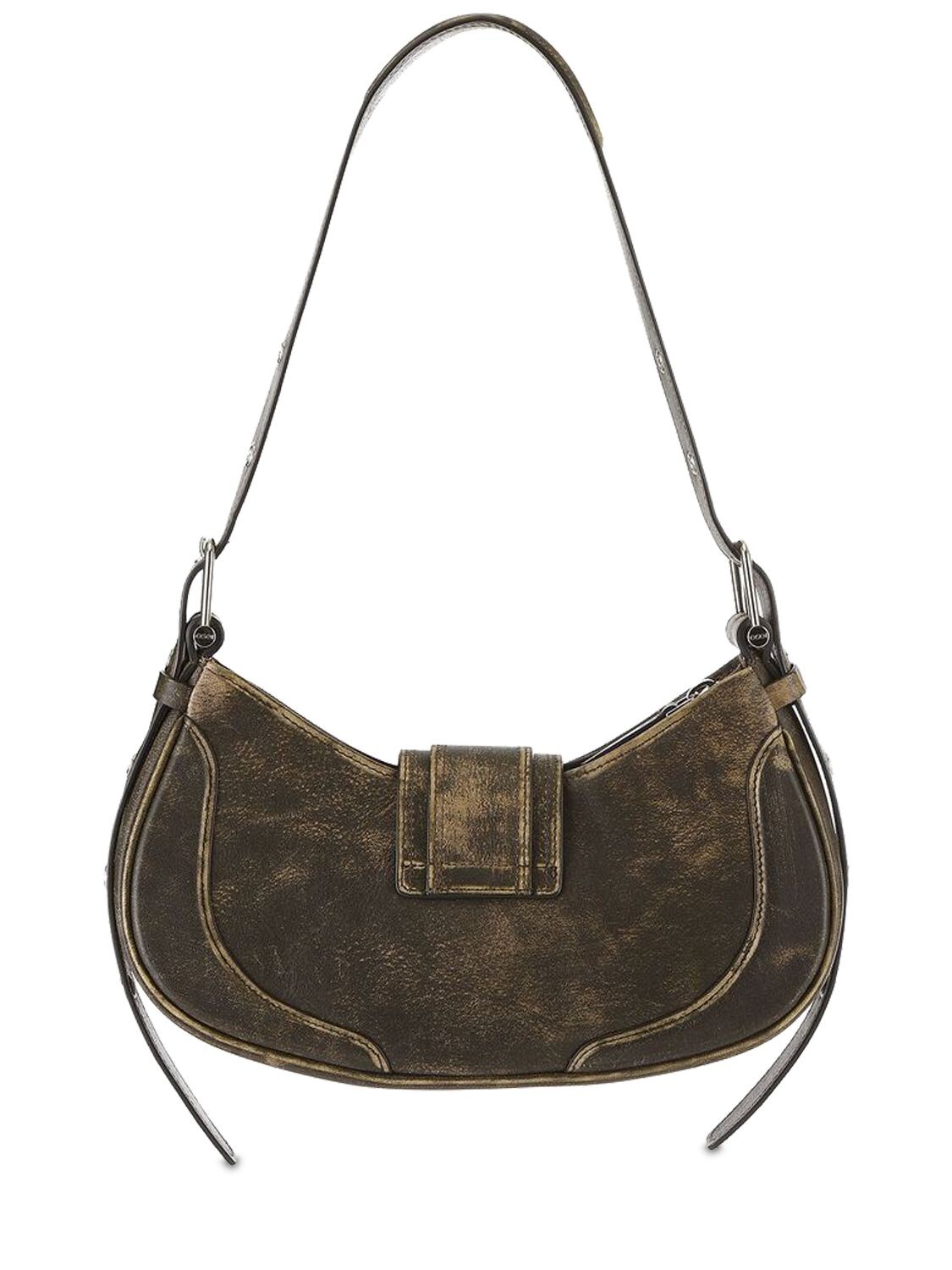 Shop Osoi Hobo Brocle Leather Shoulder Bag In Vintage Brown