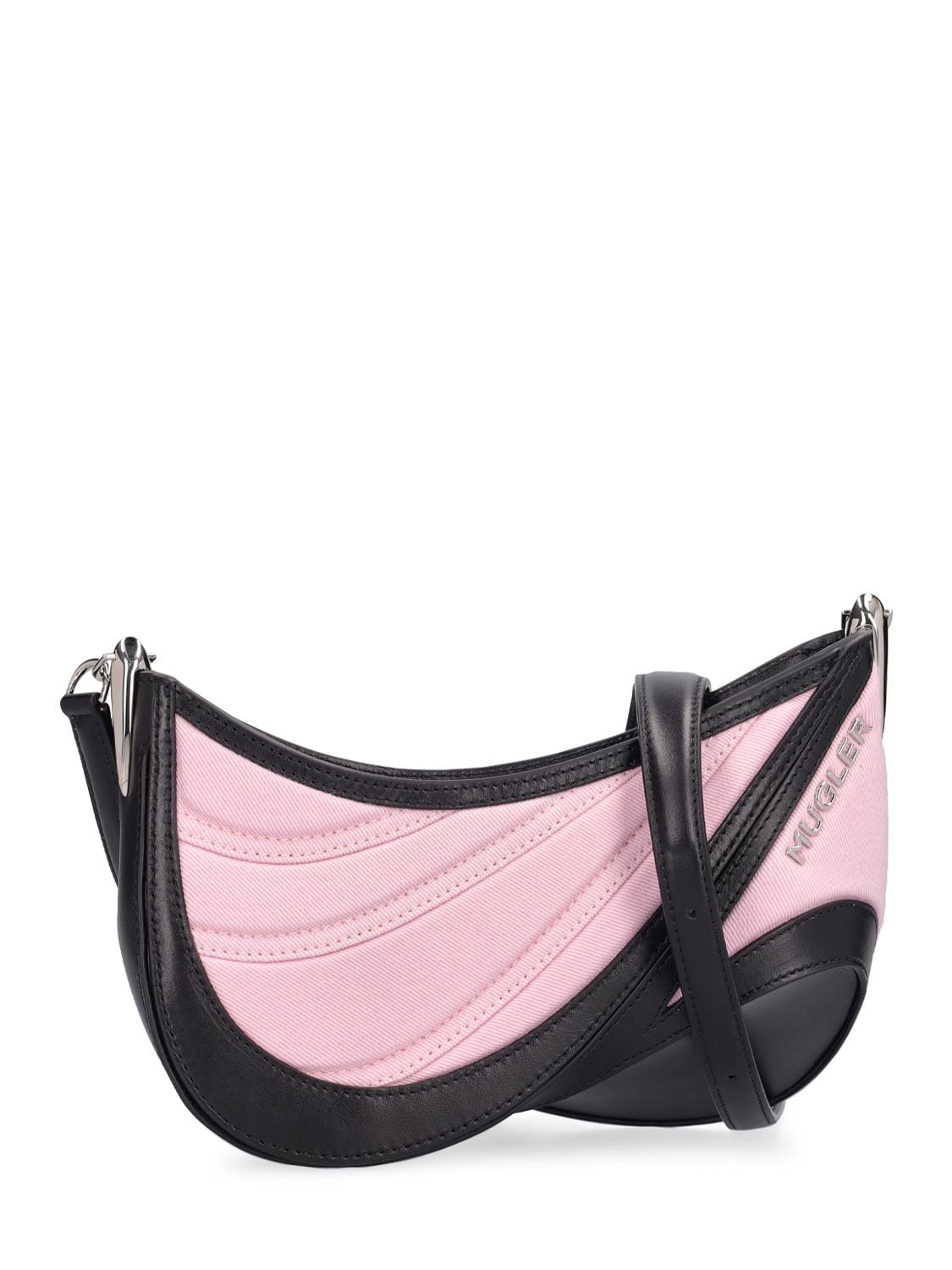 Mugler Lvr Exclusive Denim Mini Bag In Pink,black