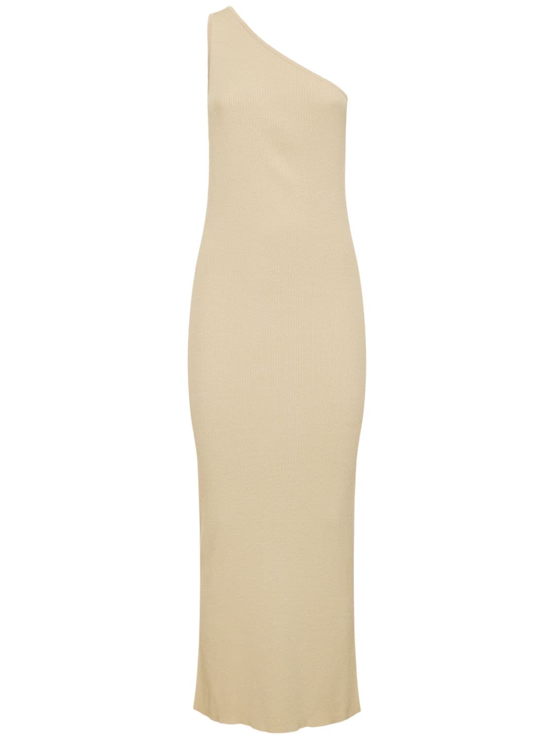 One-shoulder Ribbed Viscose Midi Dress – WOMEN > CLOTHING > DRESSES