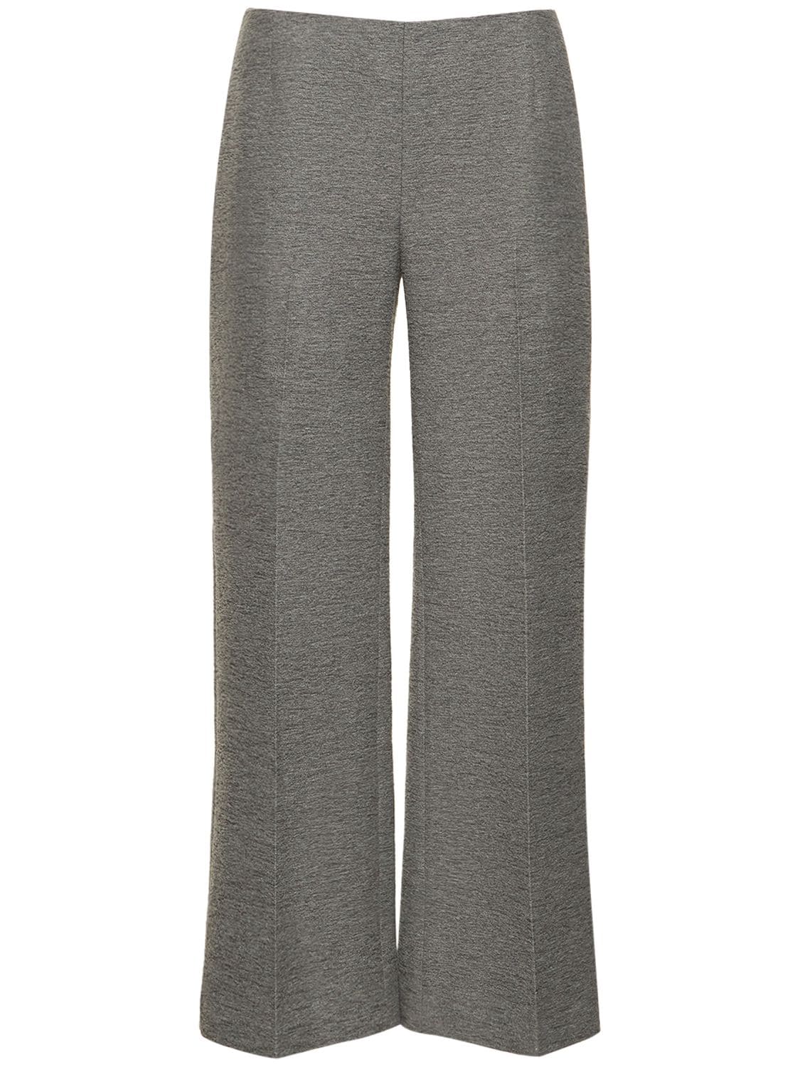Totême Toteme Women's Grey Melange Jersey Wide-leg Mid-rise Wool And Recycled Polyamide-blend Trousers In Grey