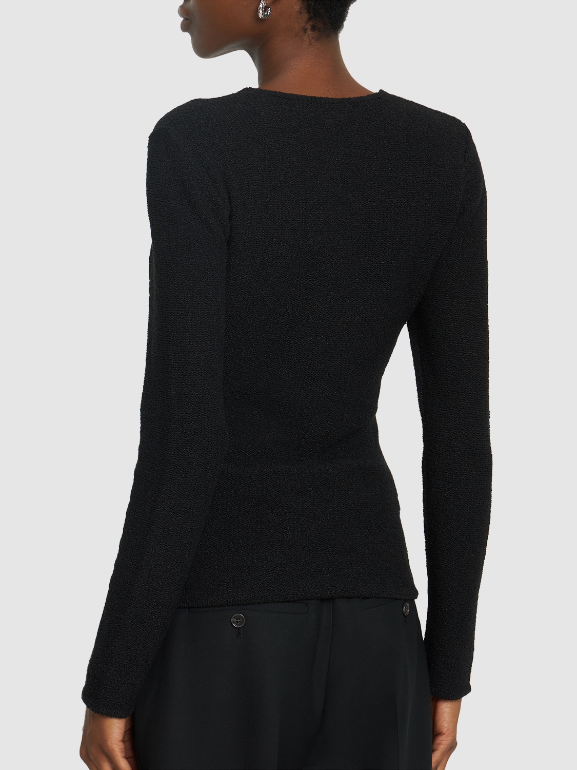 Shop Totême Paper-yarn Bouclé Knit Top In Black