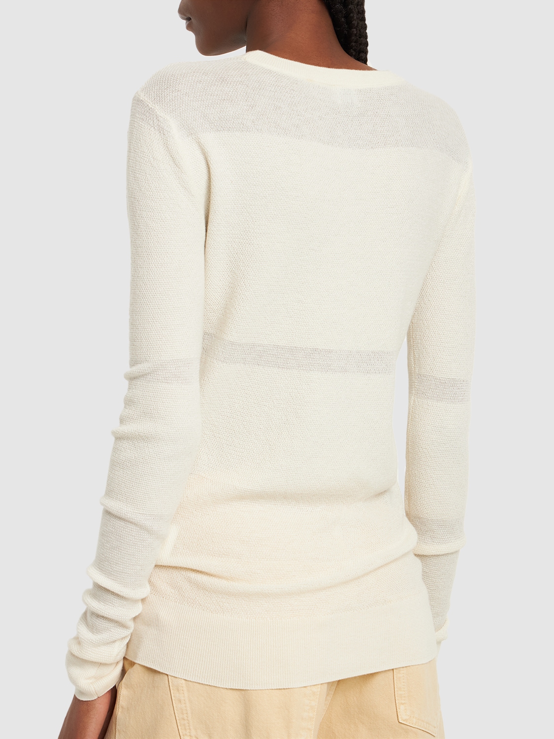 Shop Totême Striped Cotton & Cashmere Knit Top In White