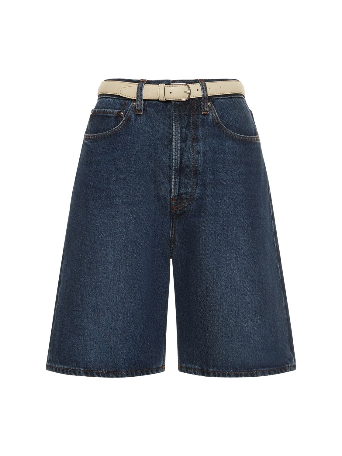 Totême Classic Denim Cotton Shorts In Blue