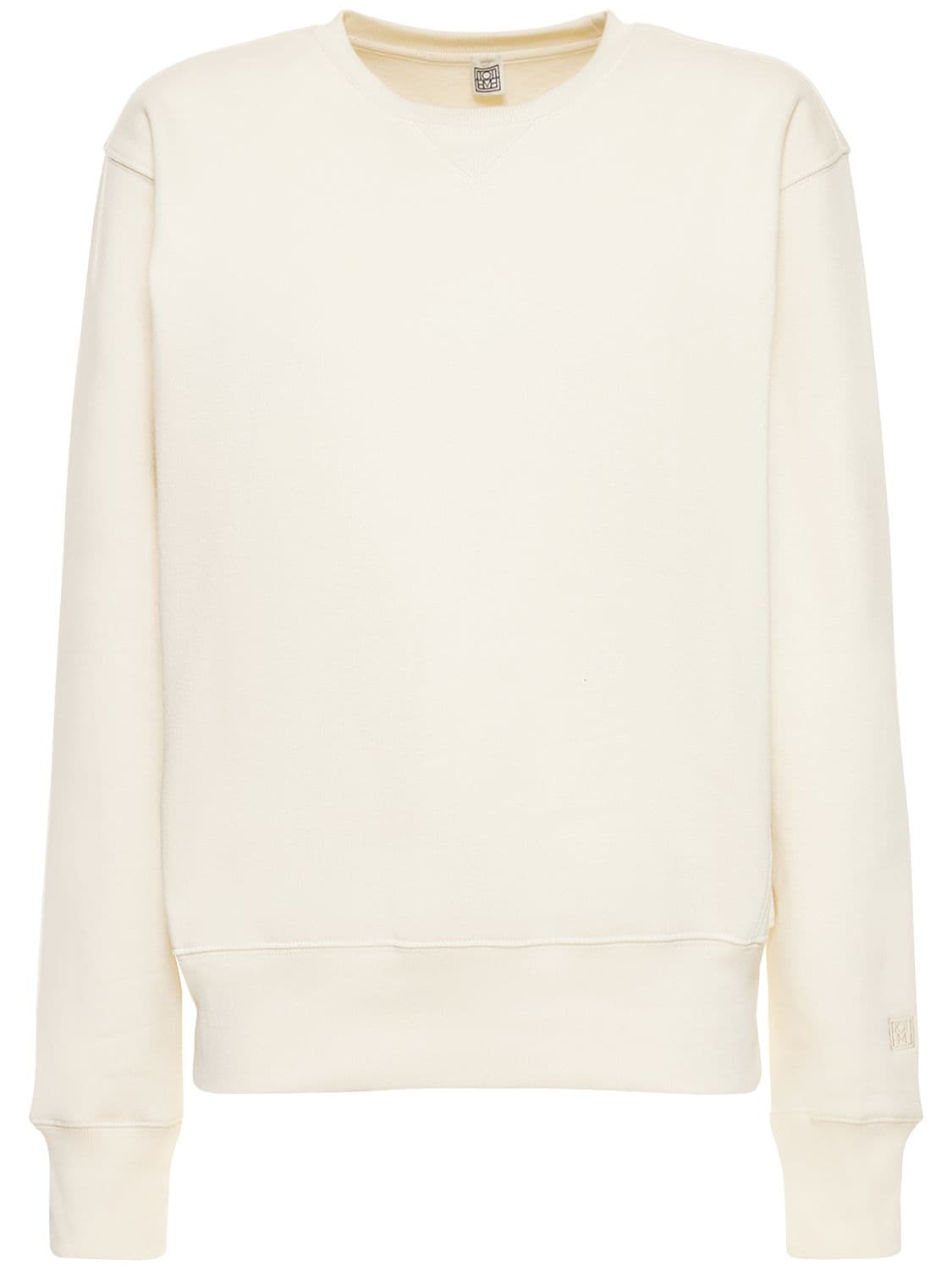 Shop Totême Cotton Crewneck Sweatshirt In White