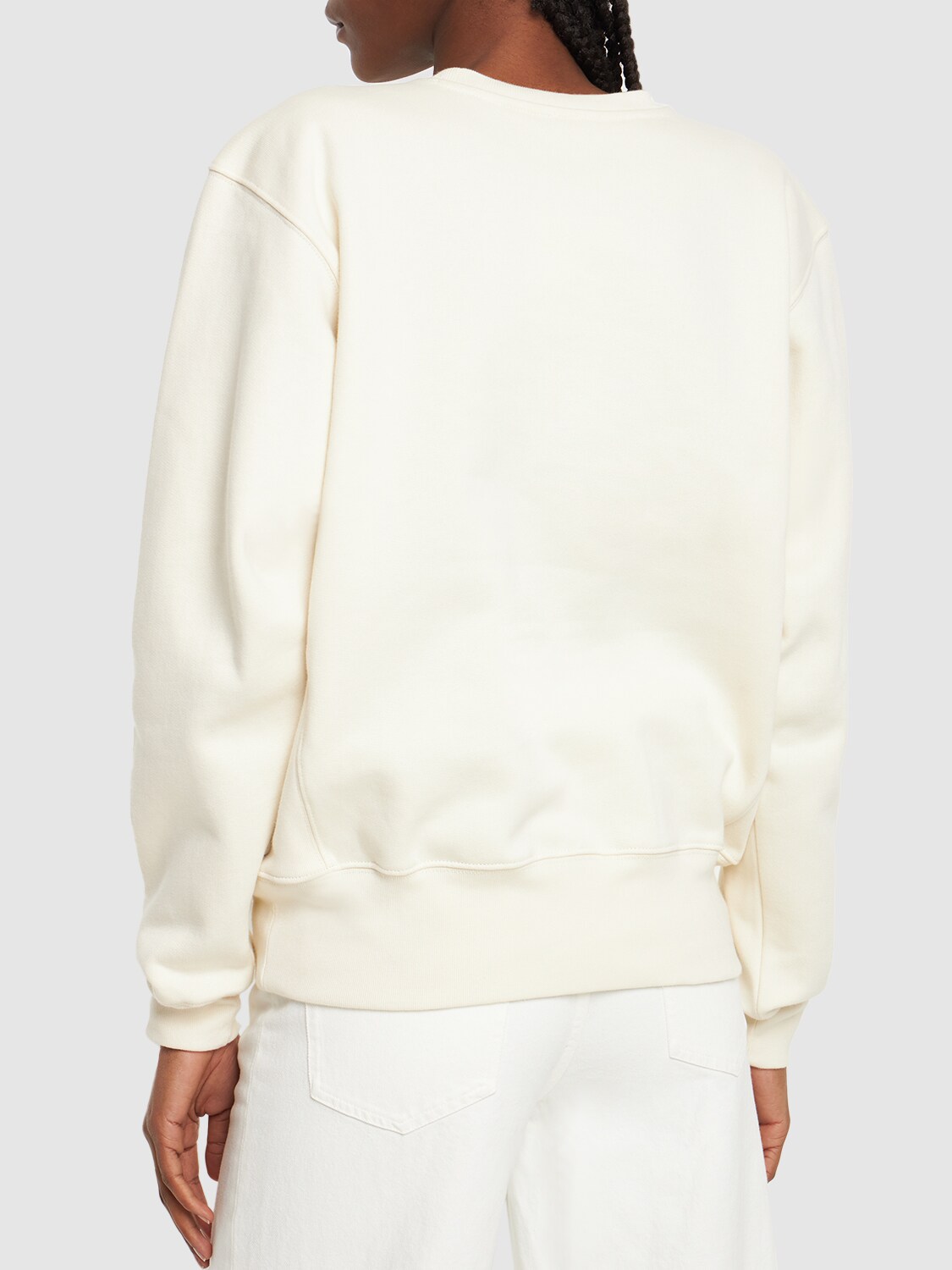 Shop Totême Cotton Crewneck Sweatshirt In White