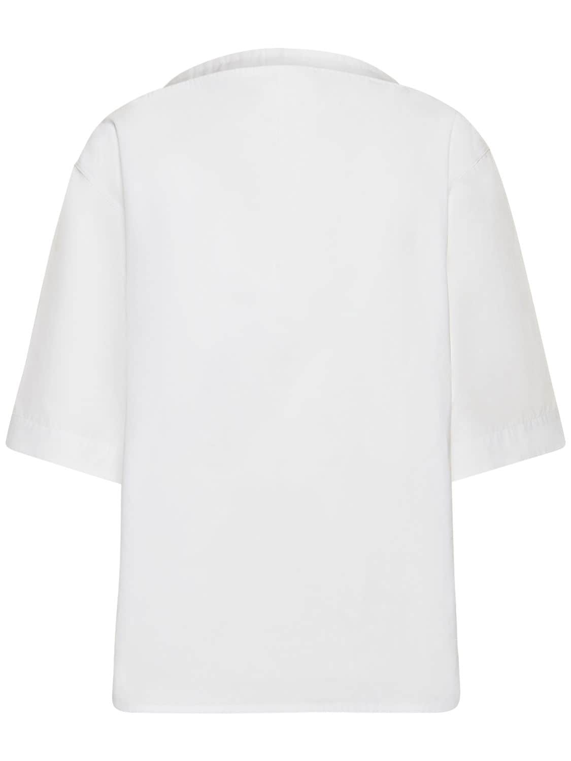 Shop Totême Dart-neck Cotton Top In White