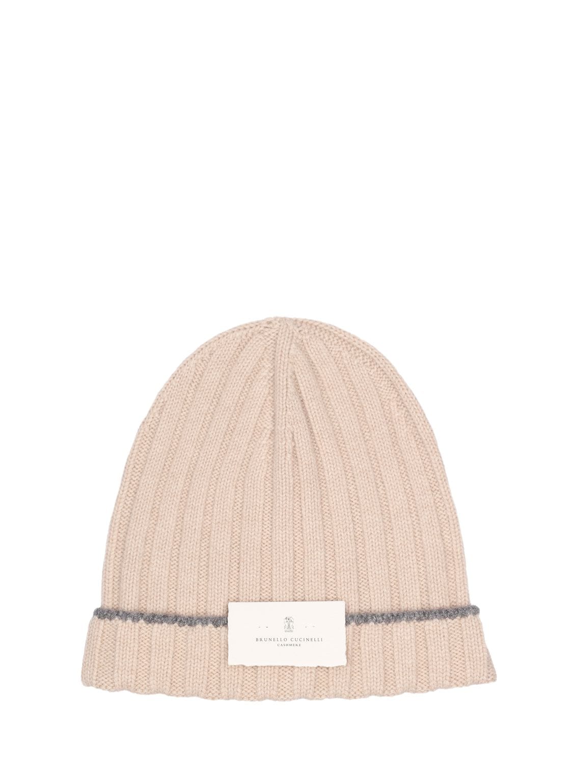 Cashmere Ribbed Knit Beanie Hat