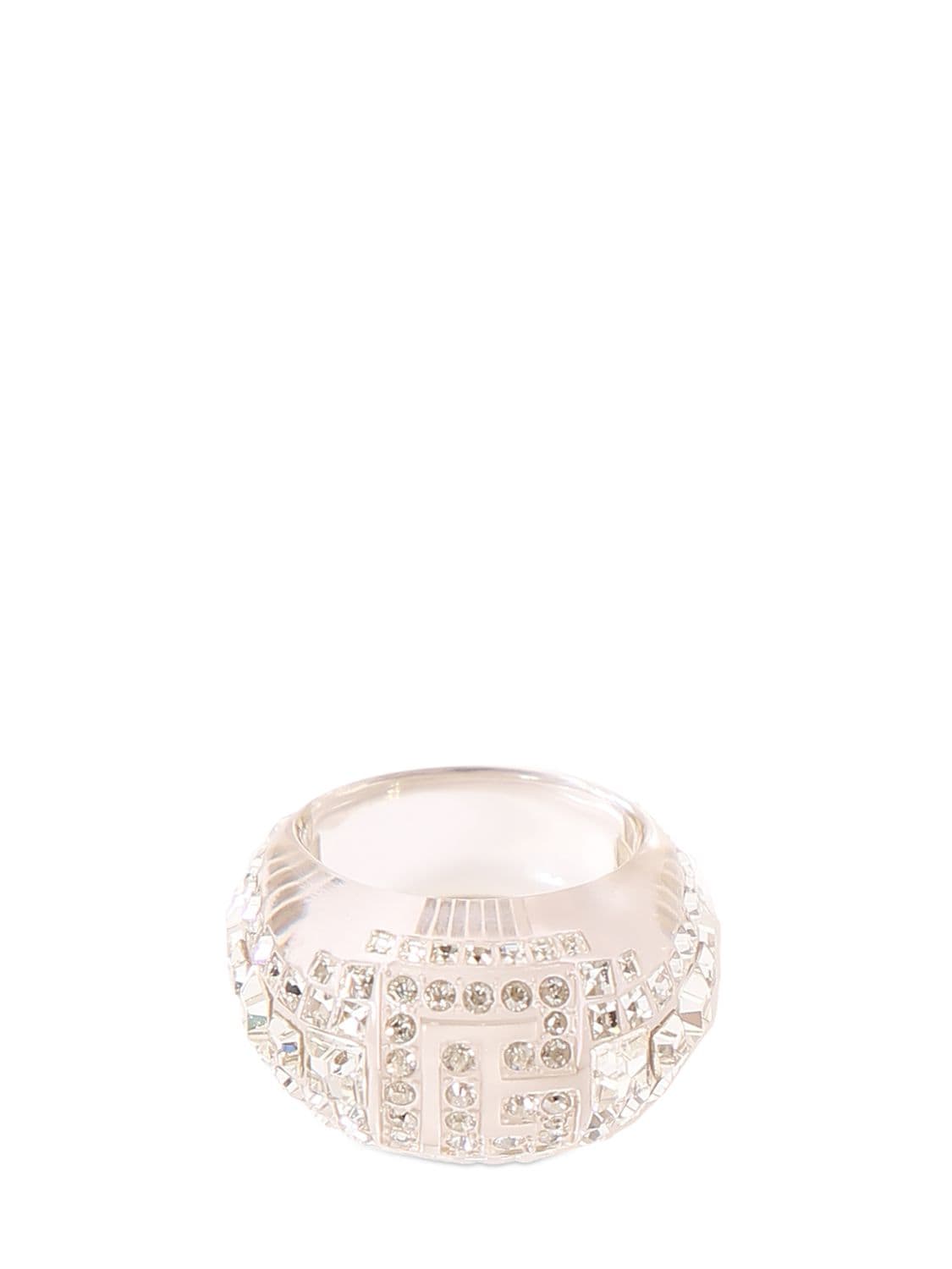 Balmain Pb Crystal& Plexi Thick Ring In Clear,crystal