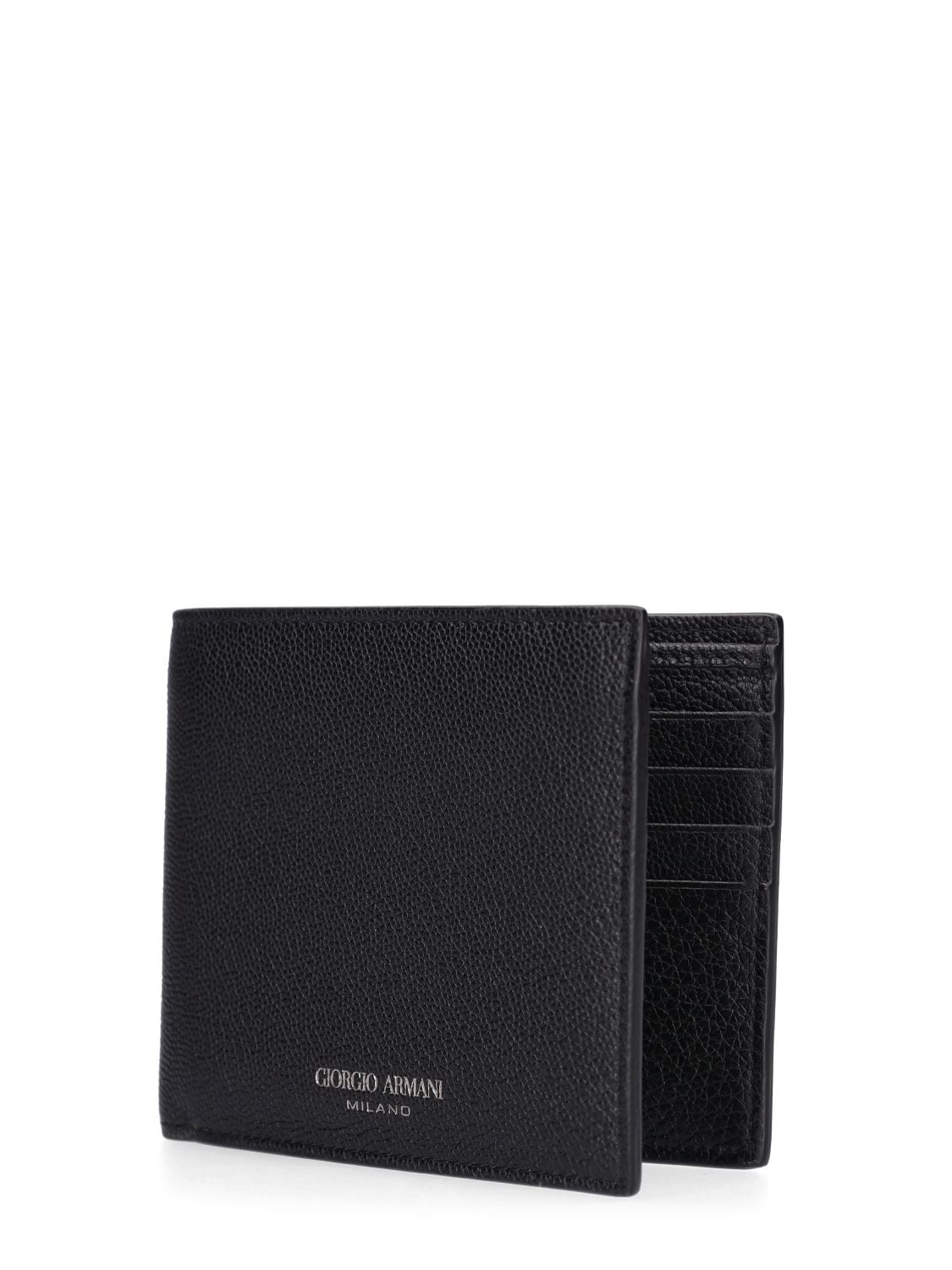 Shop Giorgio Armani Leather Bifold Wallet In Schwarz