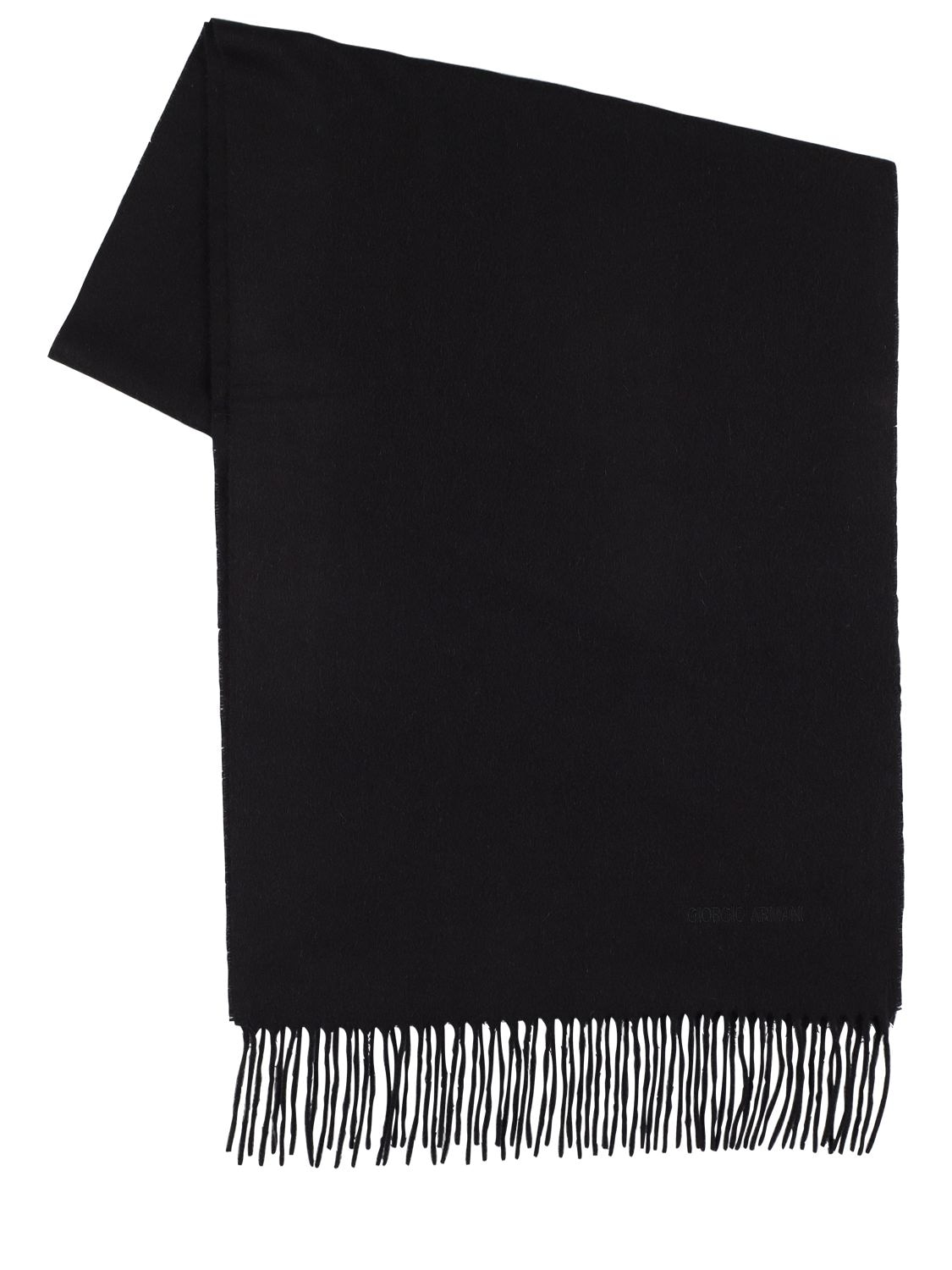 Giorgio Armani Logo Cashmere Scarf In Black