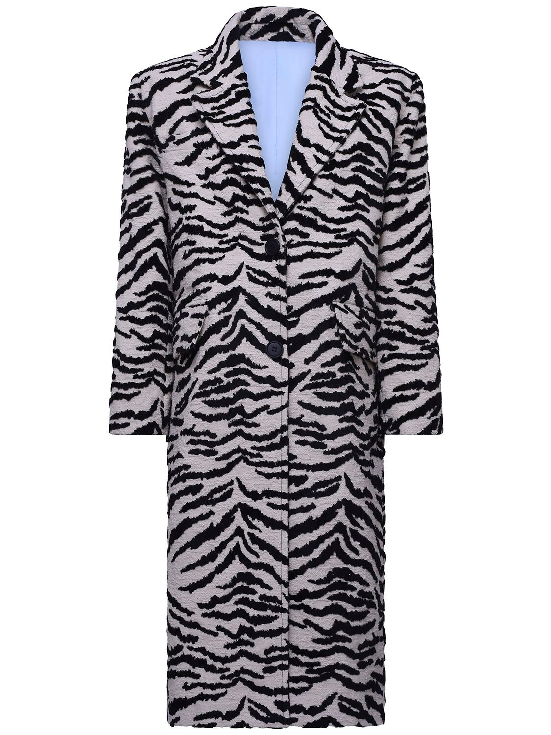 Zebra Jacquard Cotton Blend Midi Coat – WOMEN > CLOTHING > COATS