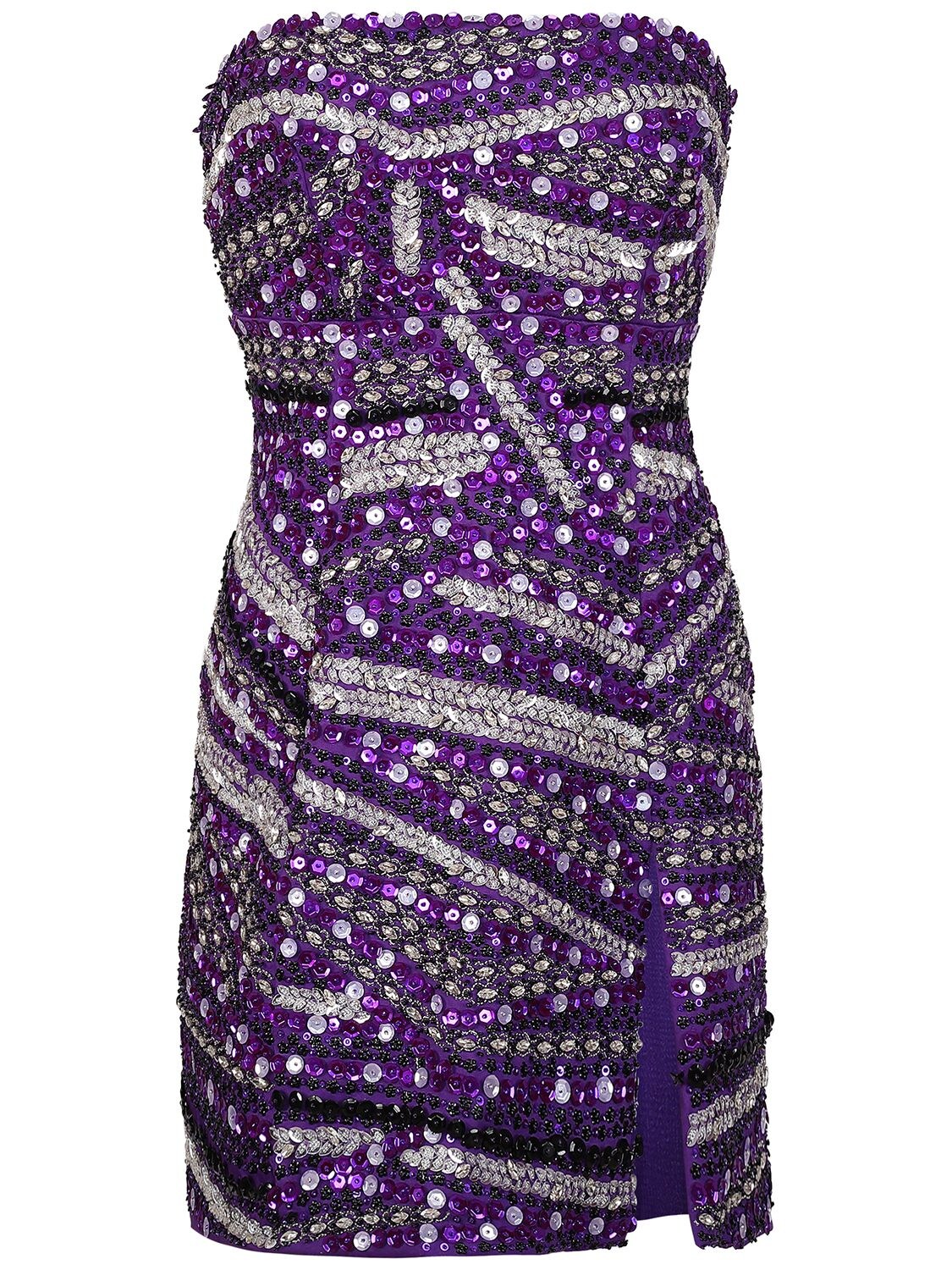 DES PHEMMES SEQUINED STRAPLESS MINI DRESS