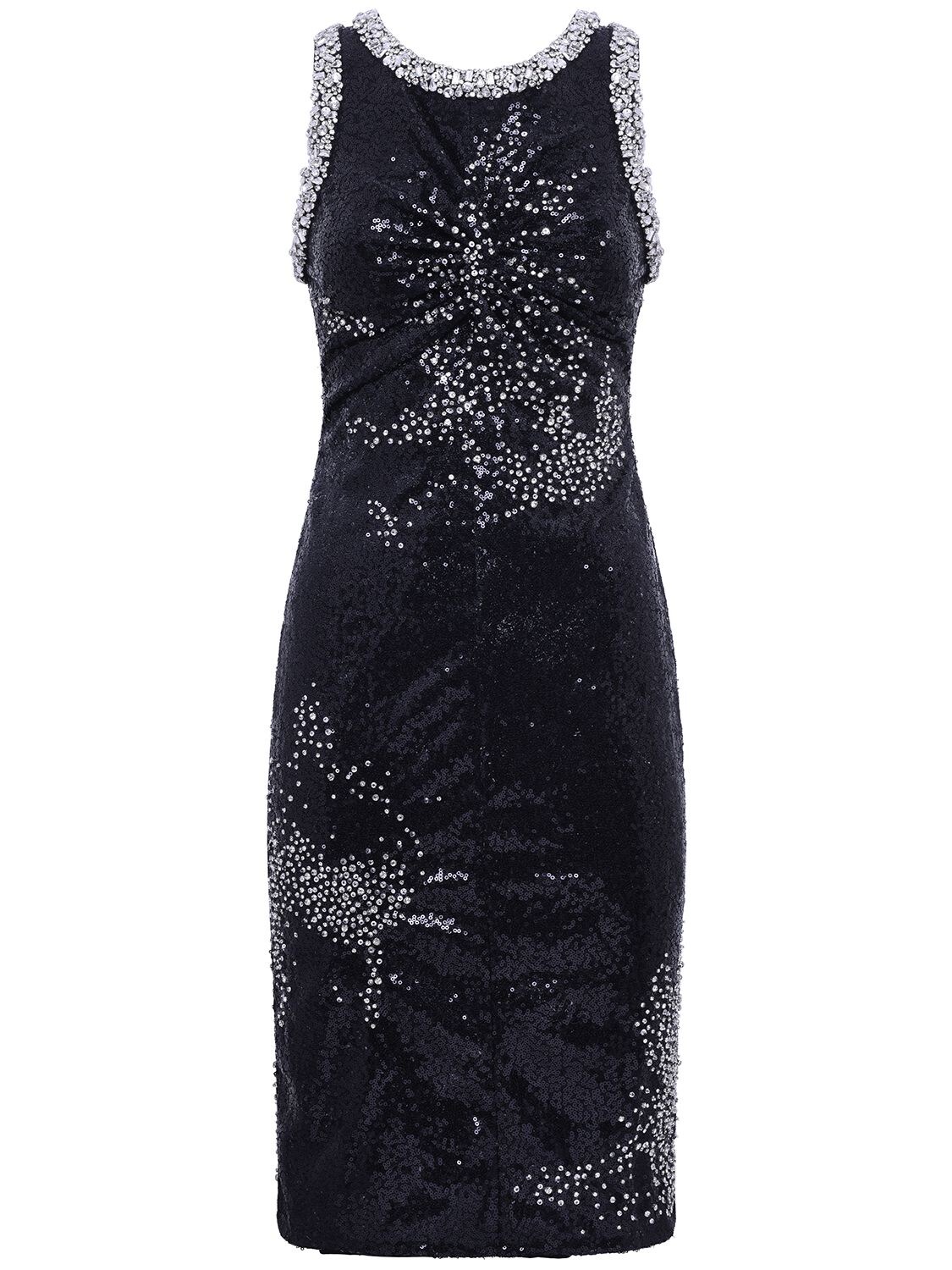 Des_phemmes Sequinned Crystal-embellished Minidress In Black