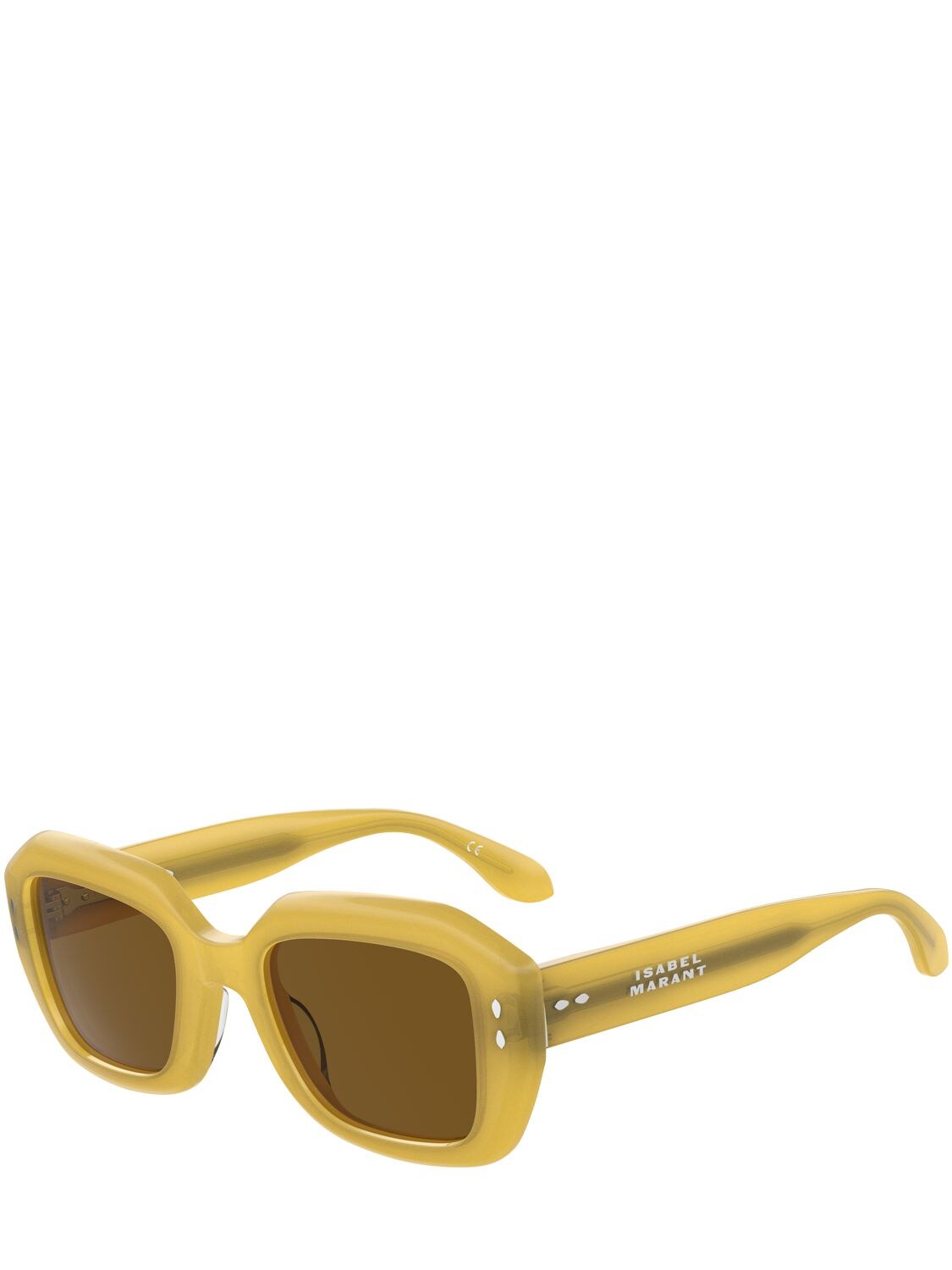 Shop Isabel Marant Round Acetate Sunglasses In Yellow,brown