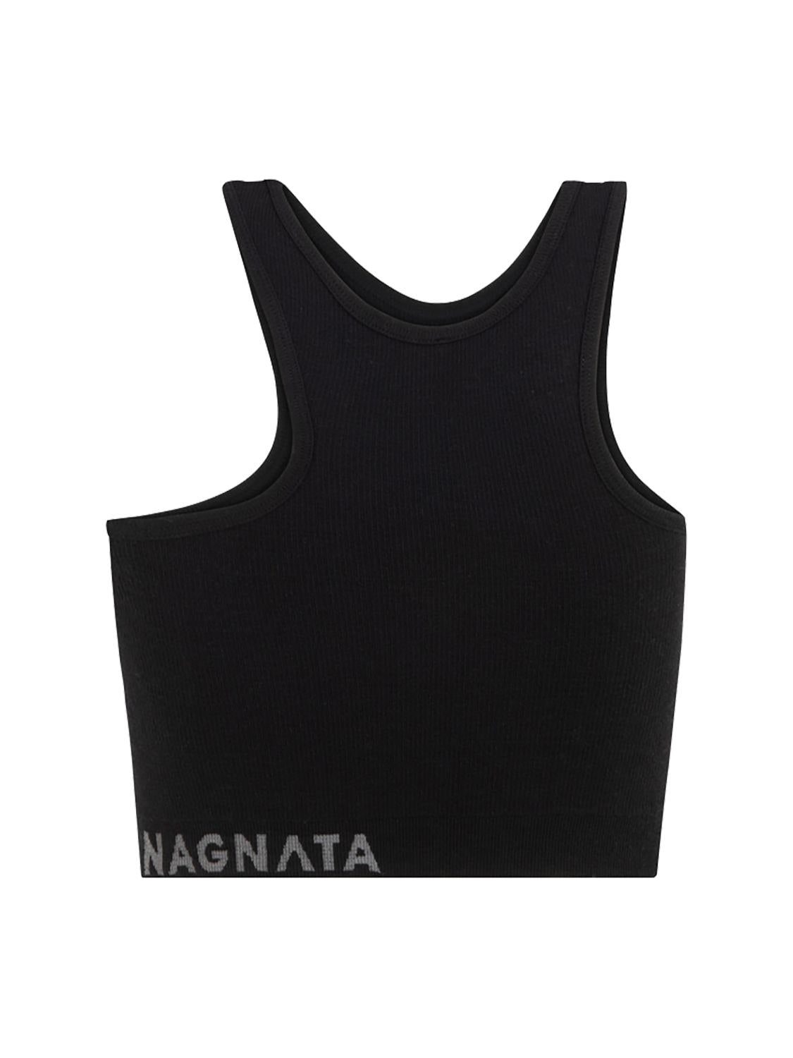 Shop Nagnata Yang Wool Blend Bra Top In Black