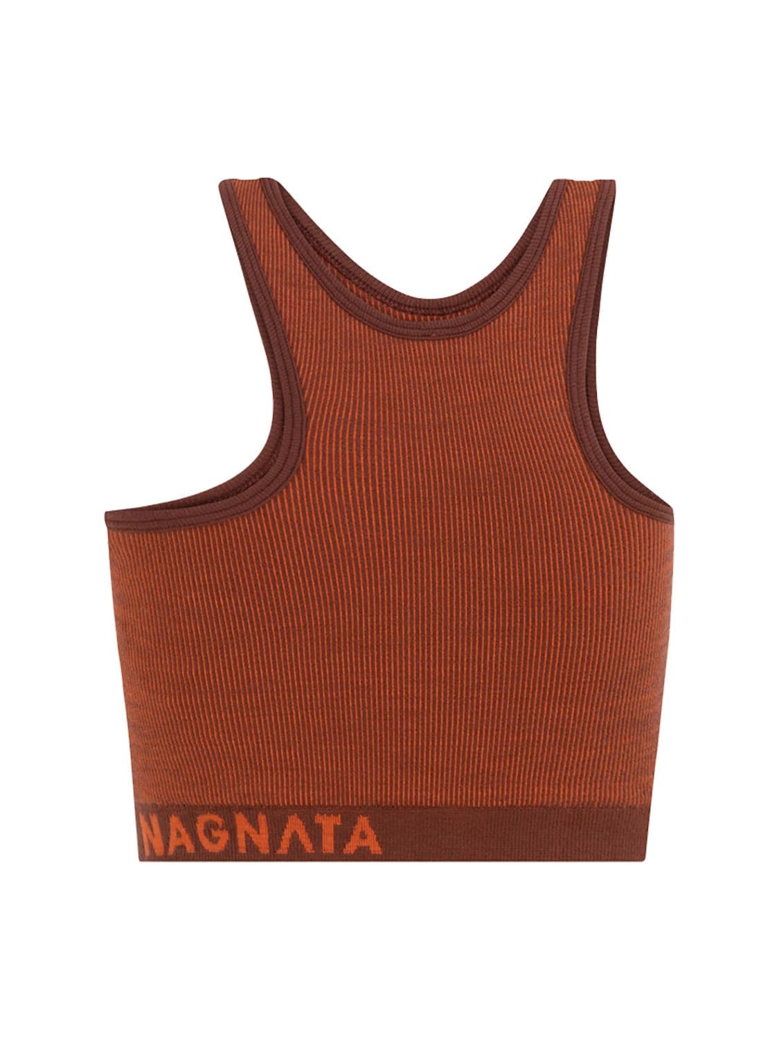 Shop Nagnata Yang Wool Blend Bra Top In Orange,brown