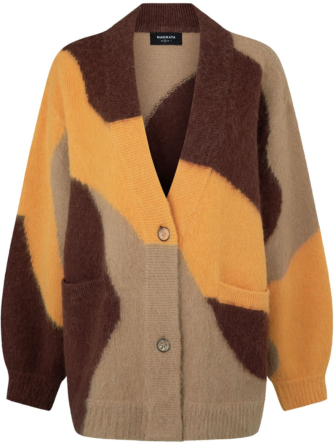 Nagnata Lava Wool & Alpaca Cardigan In Brown,orange
