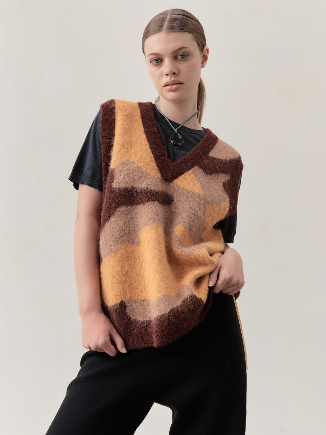 Shop Nagnata Lava Wool & Alpaca Vest In Brown,orange