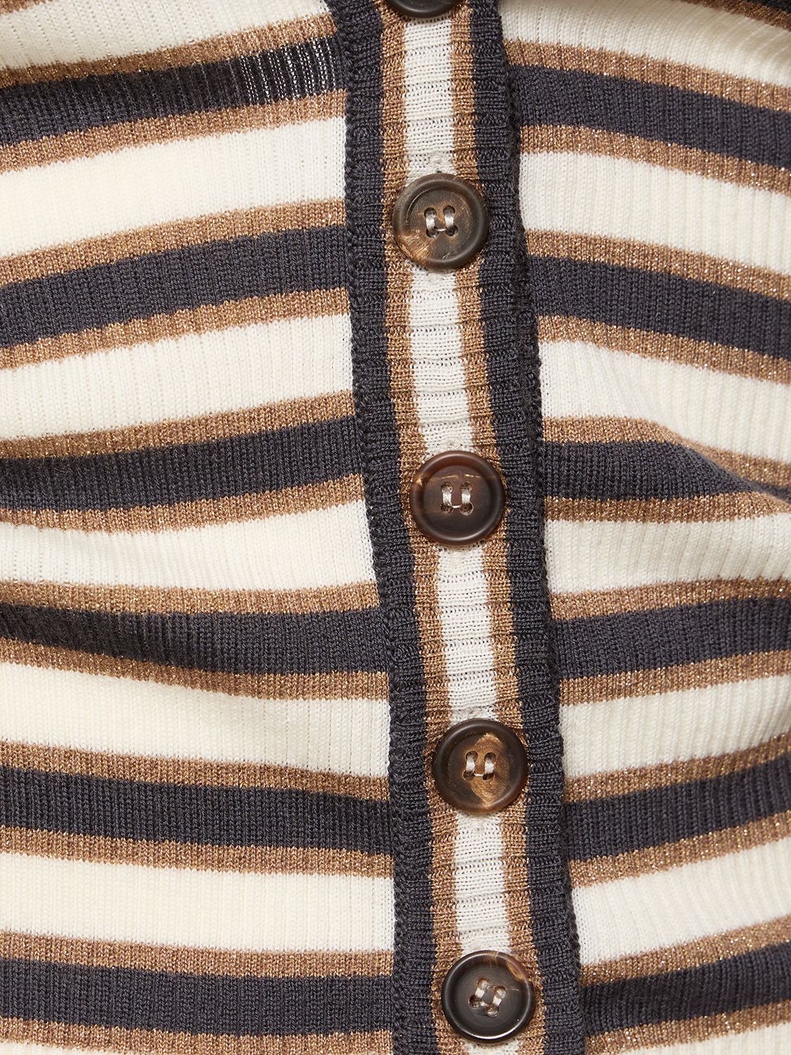 Shop Brunello Cucinelli Striped Wool & Lurex Knit Cardigan In Multicolor