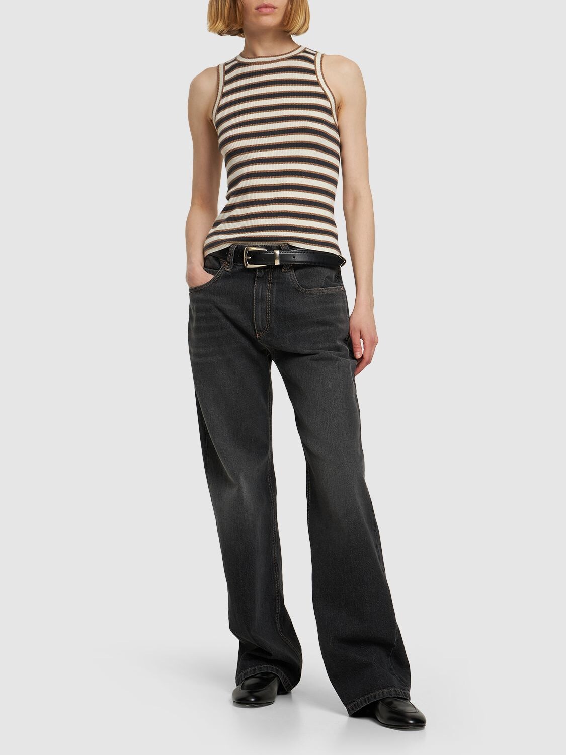 Shop Brunello Cucinelli Striped Wool & Lurex Knit Tank Top In Multicolor