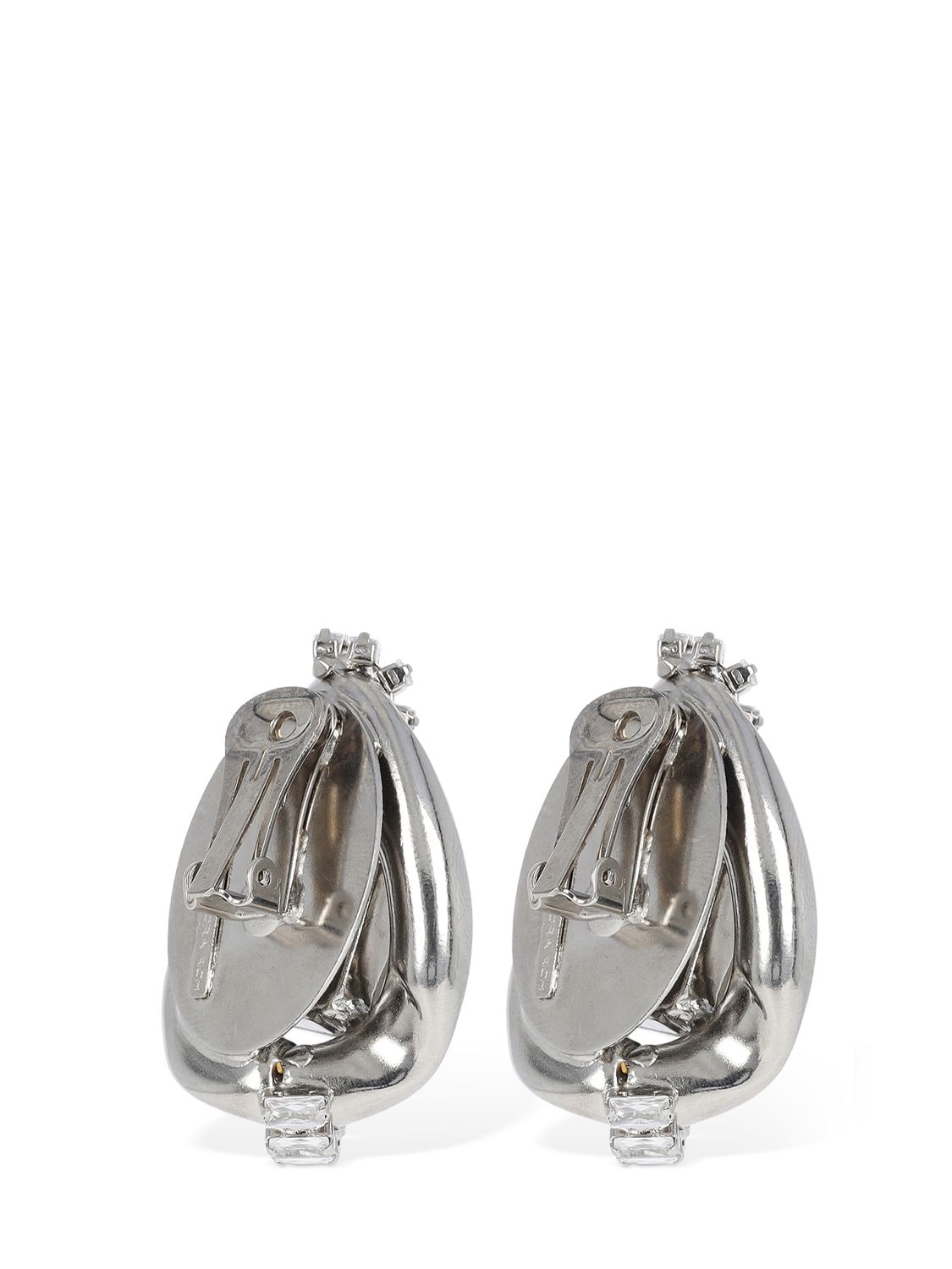 Shop Alessandra Rich Chain Earrings W/ Crystals In Silver