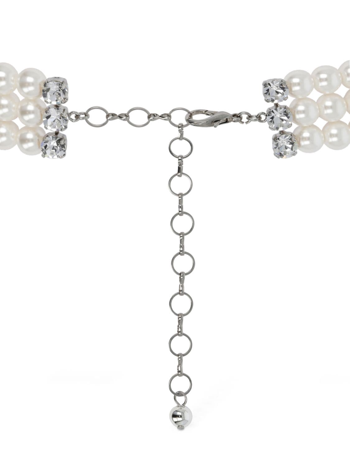 Shop Alessandra Rich Faux Pearl Choker W/ Crystal Elements In White,crystal