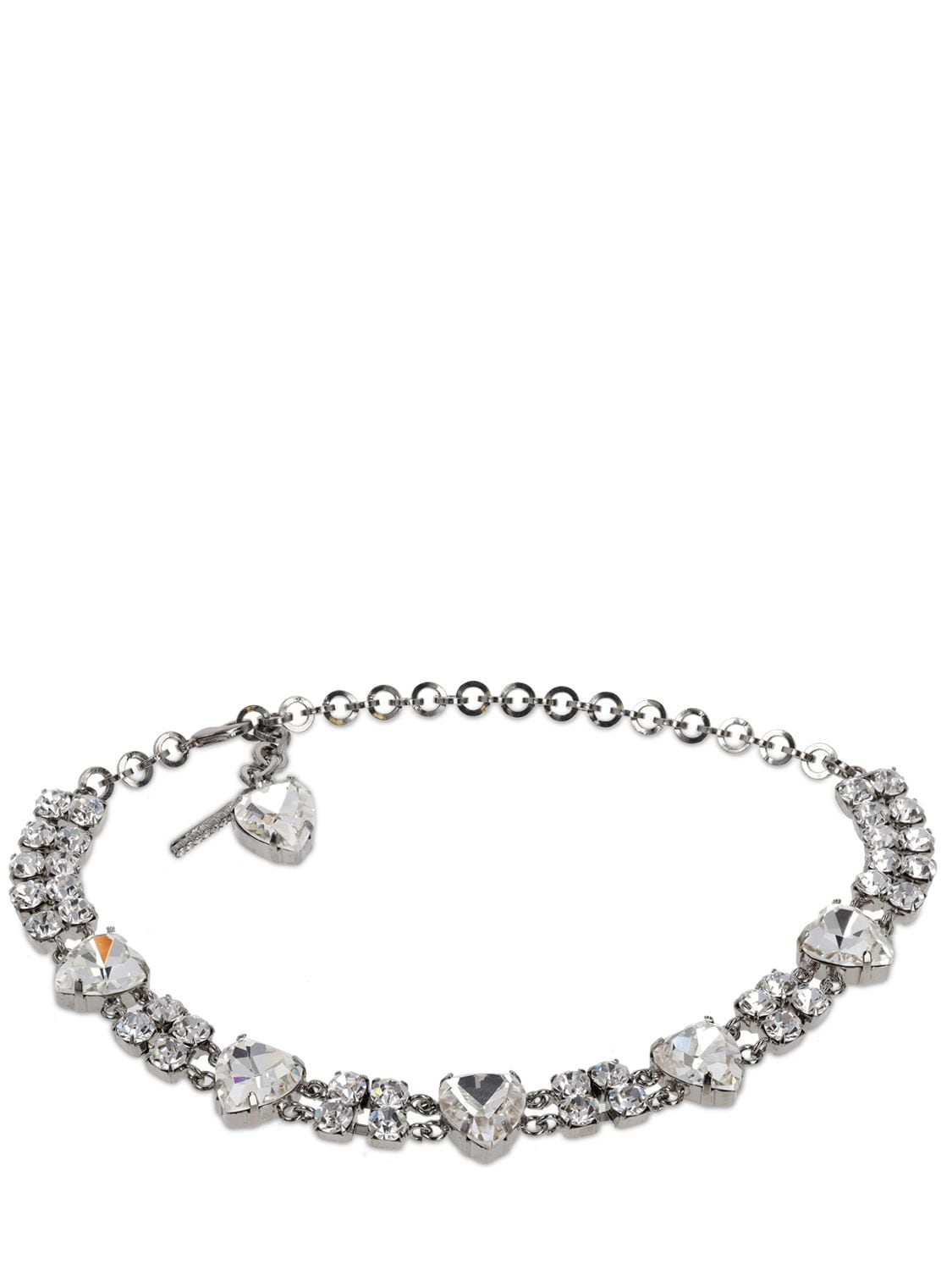 Alessandra Rich 水晶心形choker In Silver