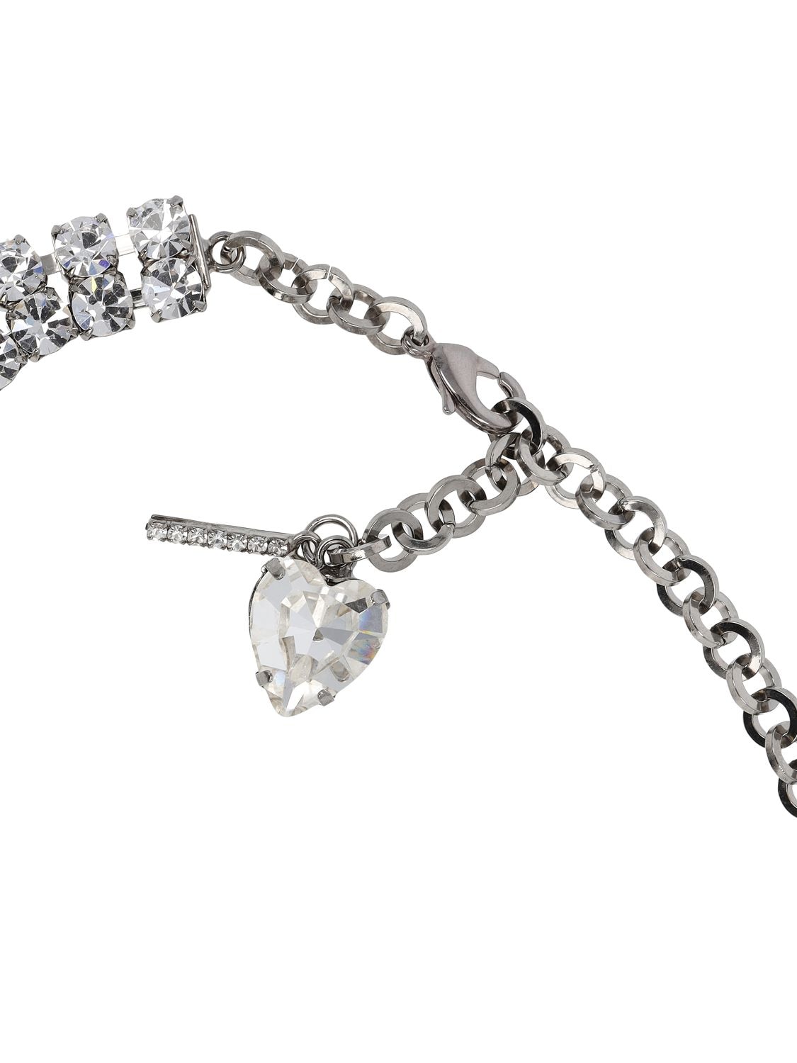 Shop Alessandra Rich Crystal Heart Choker In Silver