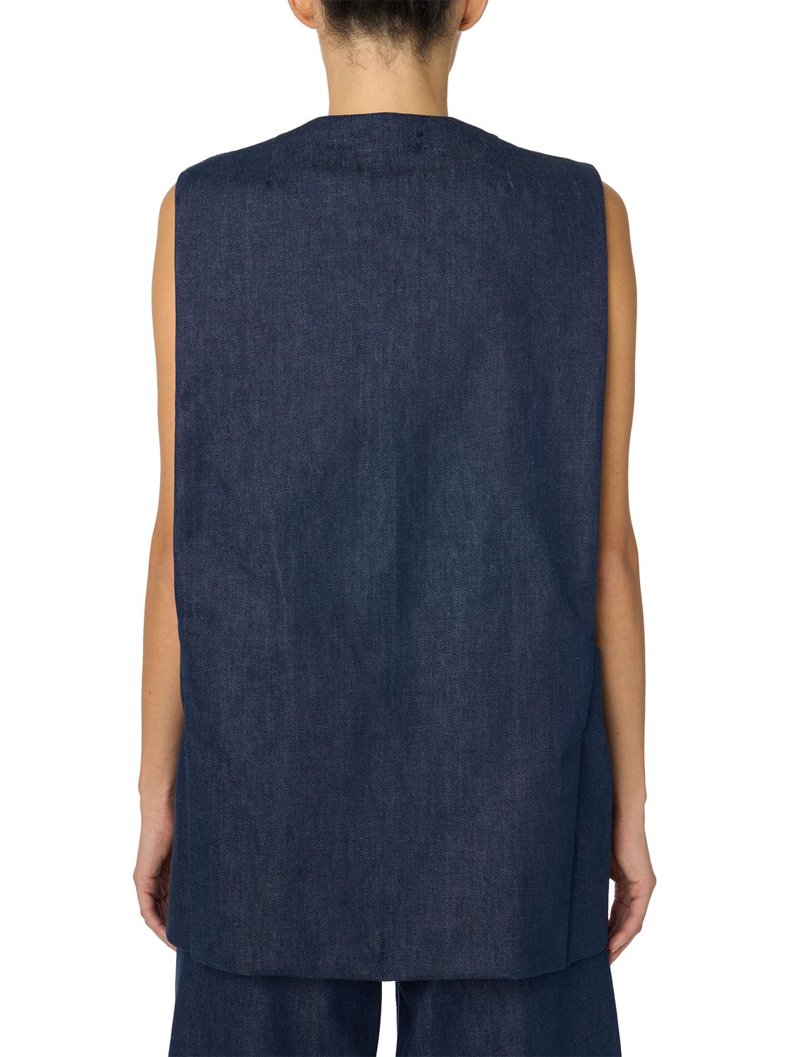 Shop Amiri Collarless Single Breast Denim Vest In Blue