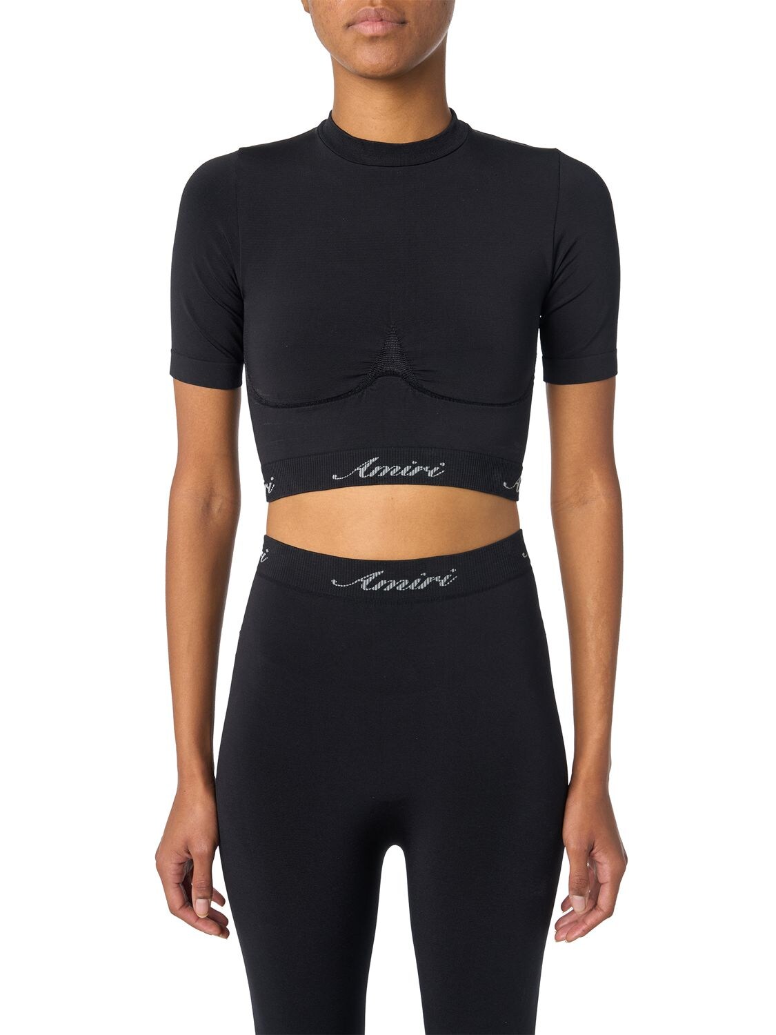 AMIRI LOGO EMBROIDERED SEAMLESS CROP TOP