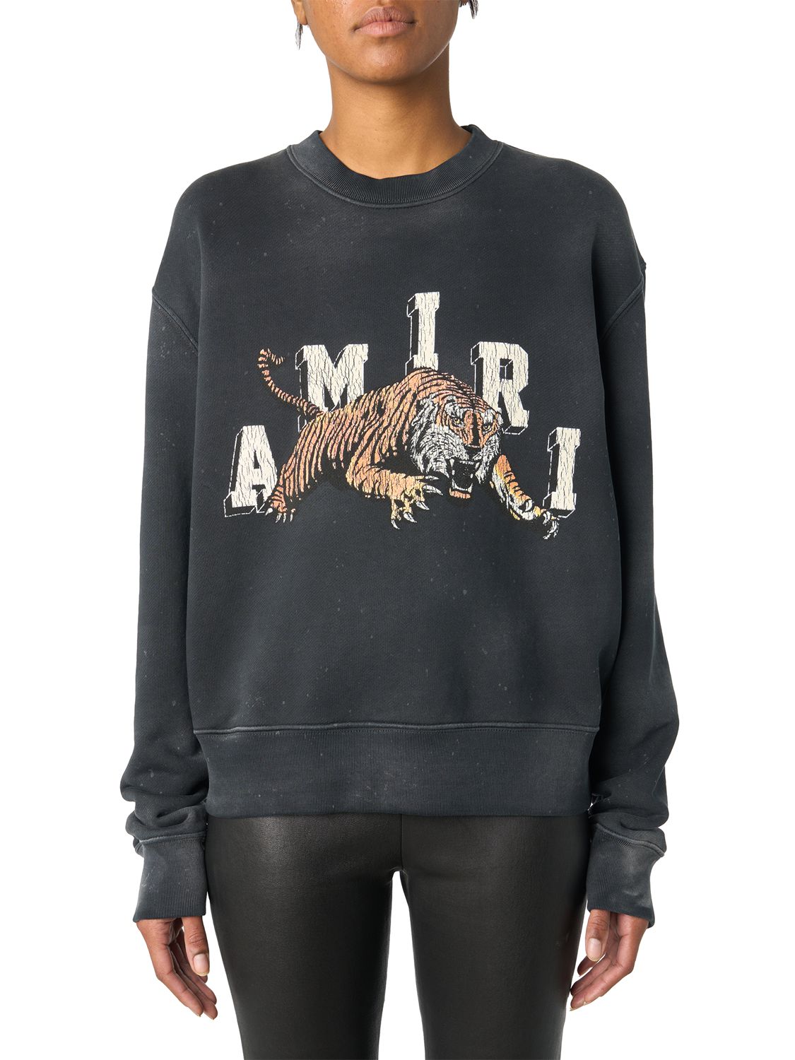 Shop Amiri Tiger Logo Print Jersey Sweatshirt In Black